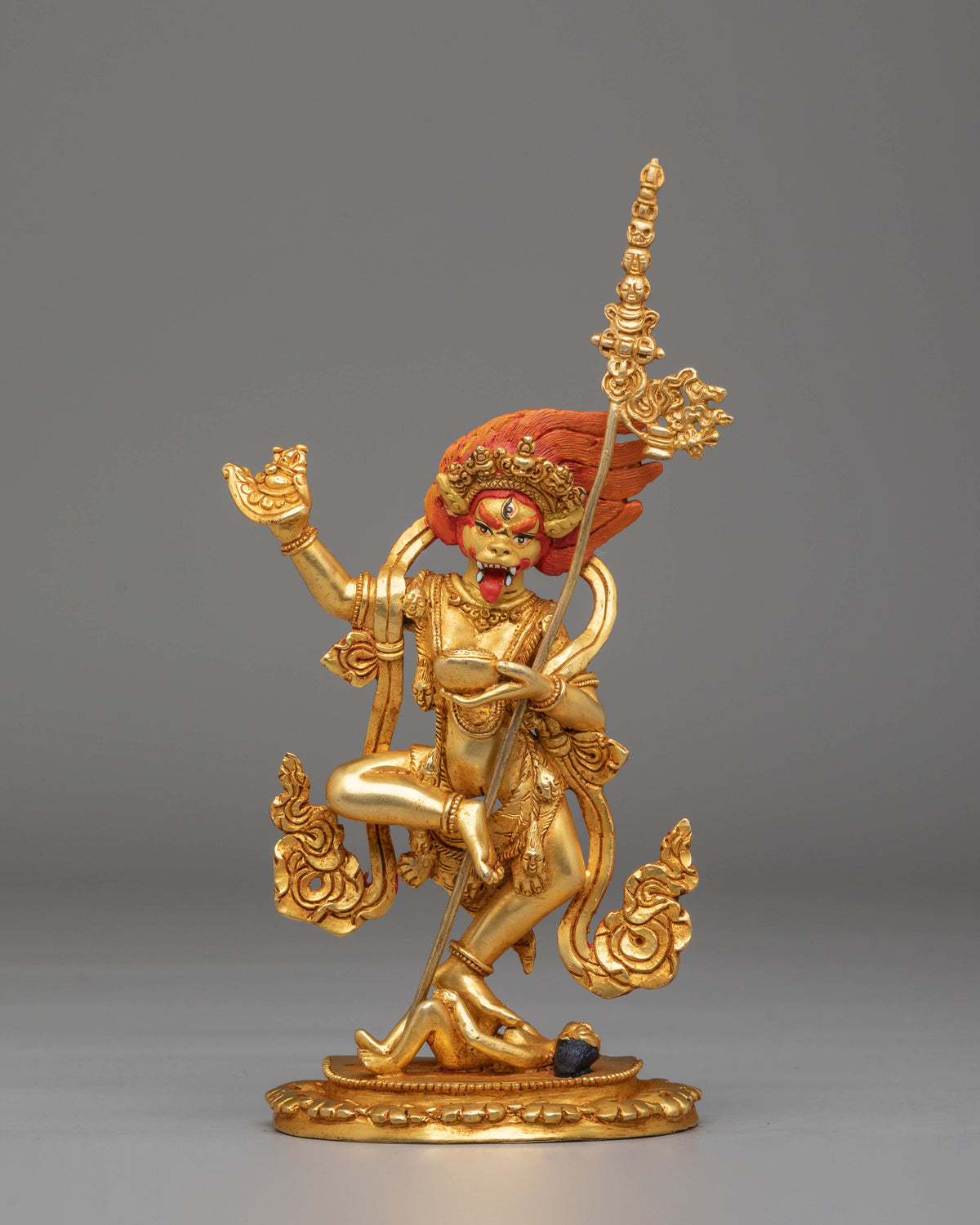 Handcrafted Simhamukha Buddhist Statue | Sacred Simhamukha Statue for Spiritual Practice