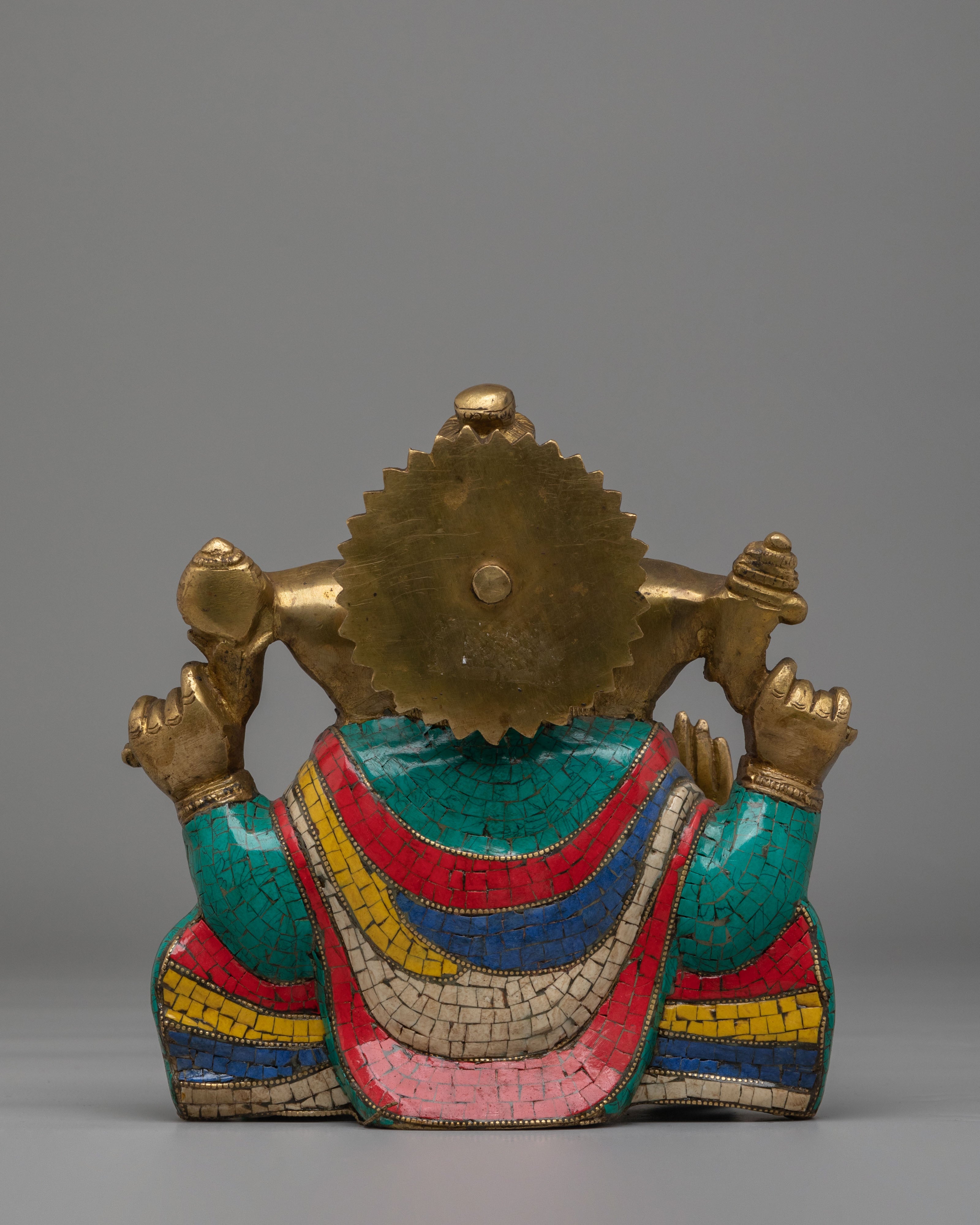 Traditional Hindu Ganesha Statue | Brass Gemstone Hindu Deity Sculpture