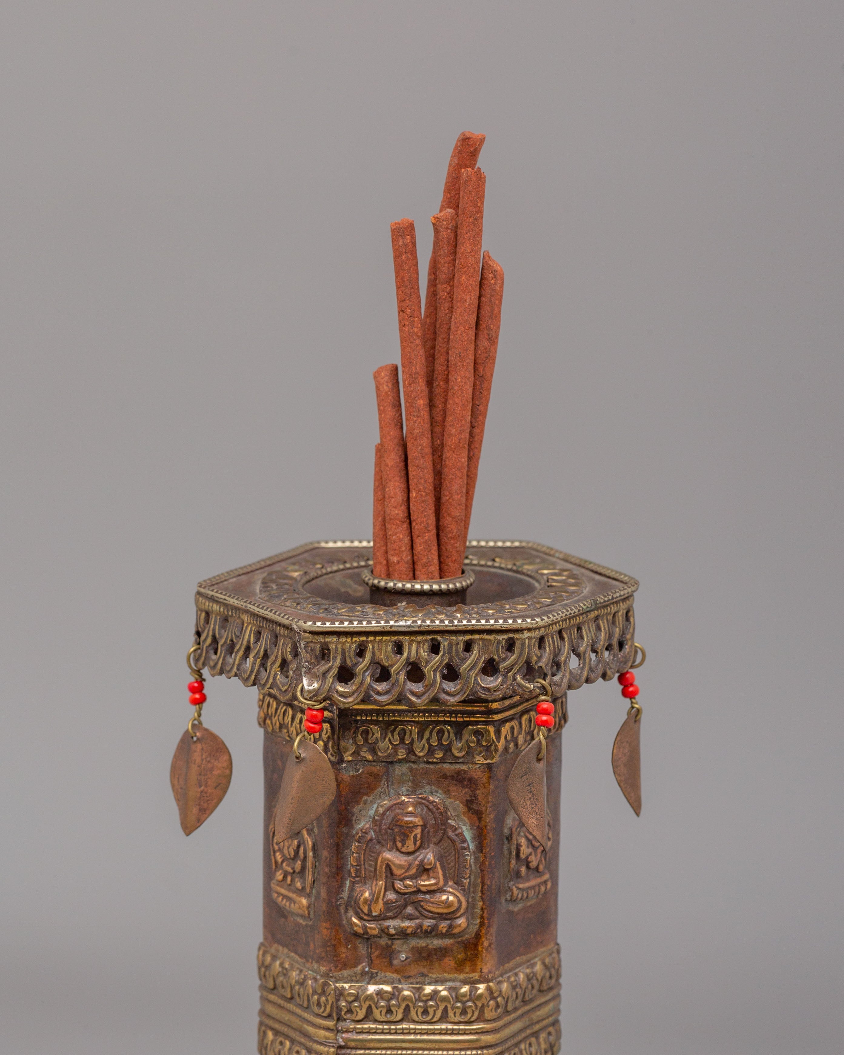 Himalayan Carved Relief Incense Burner | Handcrafted Buddhist Ritual Tool
