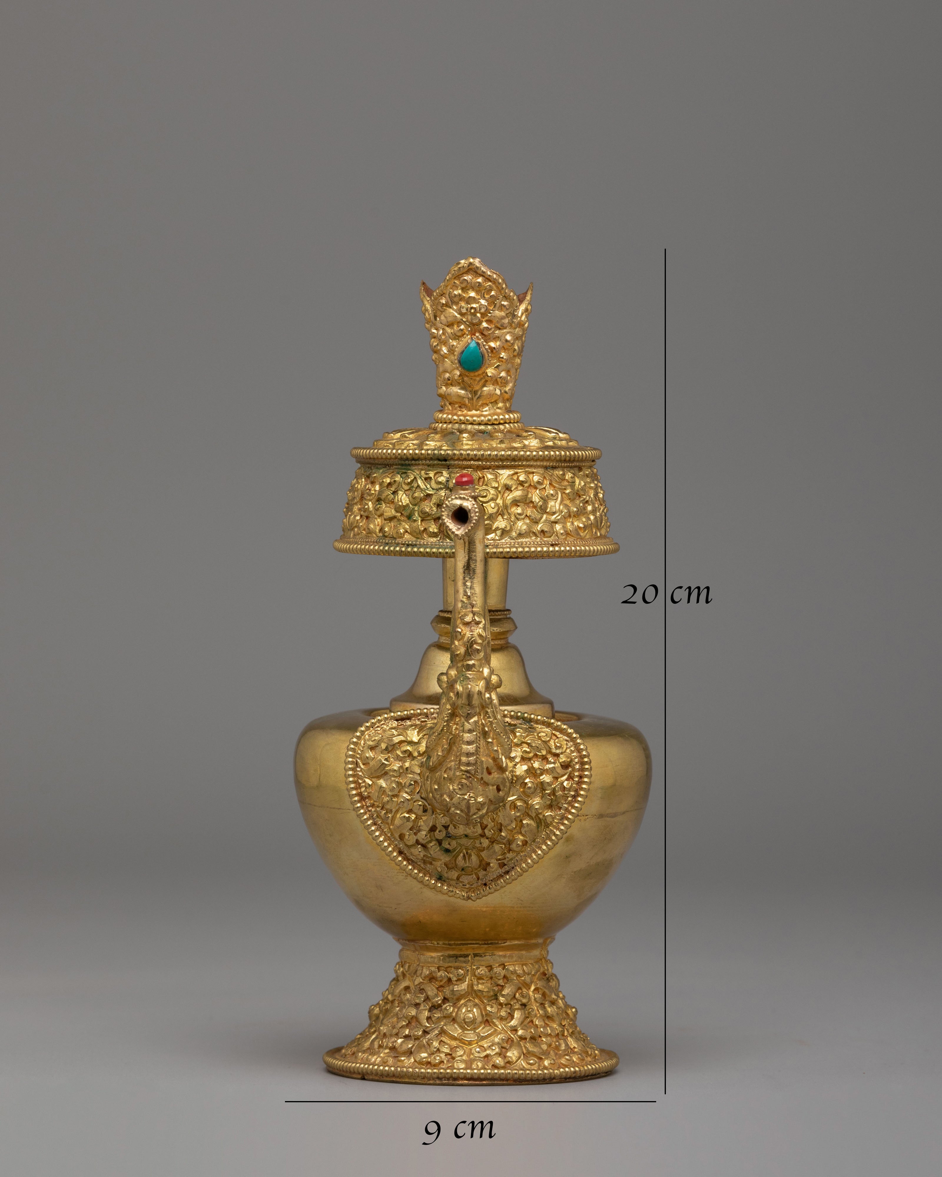 Handmade Tibetan Ritual Bhumba Set | Gold Plated Buddhist Ritual Vase