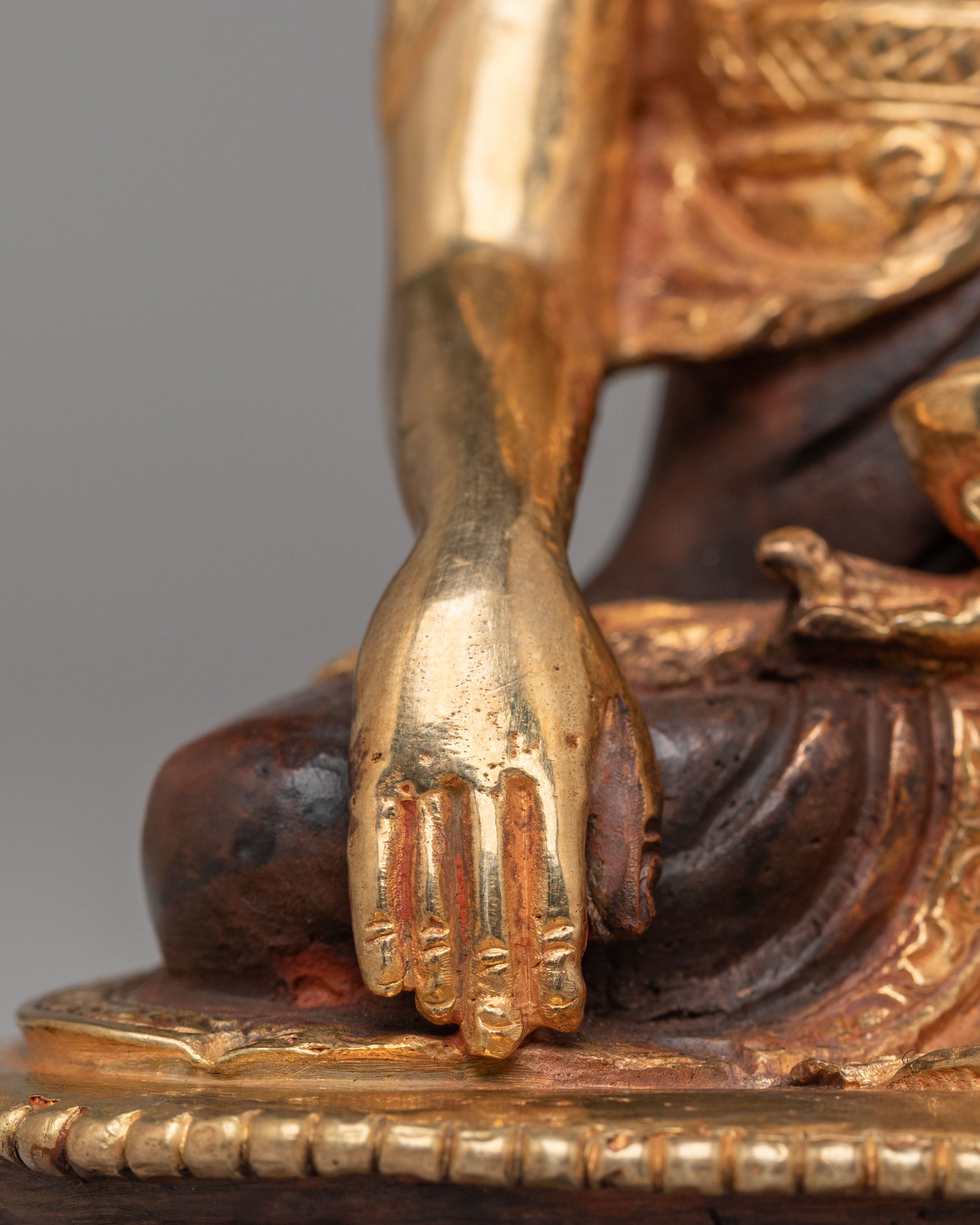 Sacred Tibetan Shakyamuni Buddha Statue | Gold Plated Copper Buddhist Figure