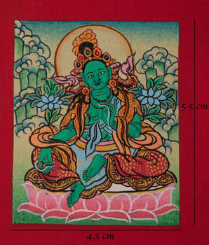 Tibetan Green Tara Thangka for Locket | Sacred Tara Artwork for Spiritual Protection