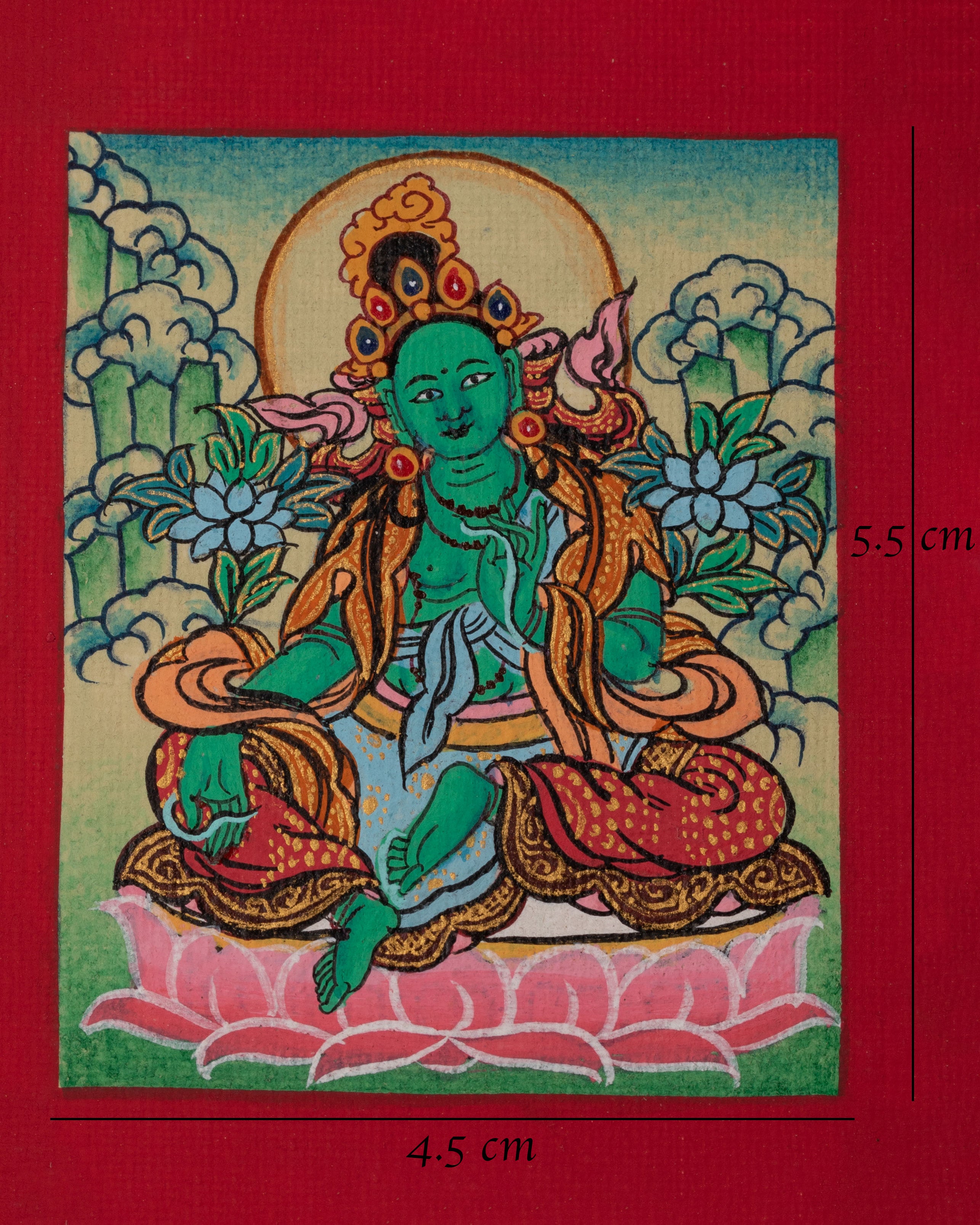 Tibetan Green Tara Thangka for Locket | Sacred Tara Artwork for Spiritual Protection