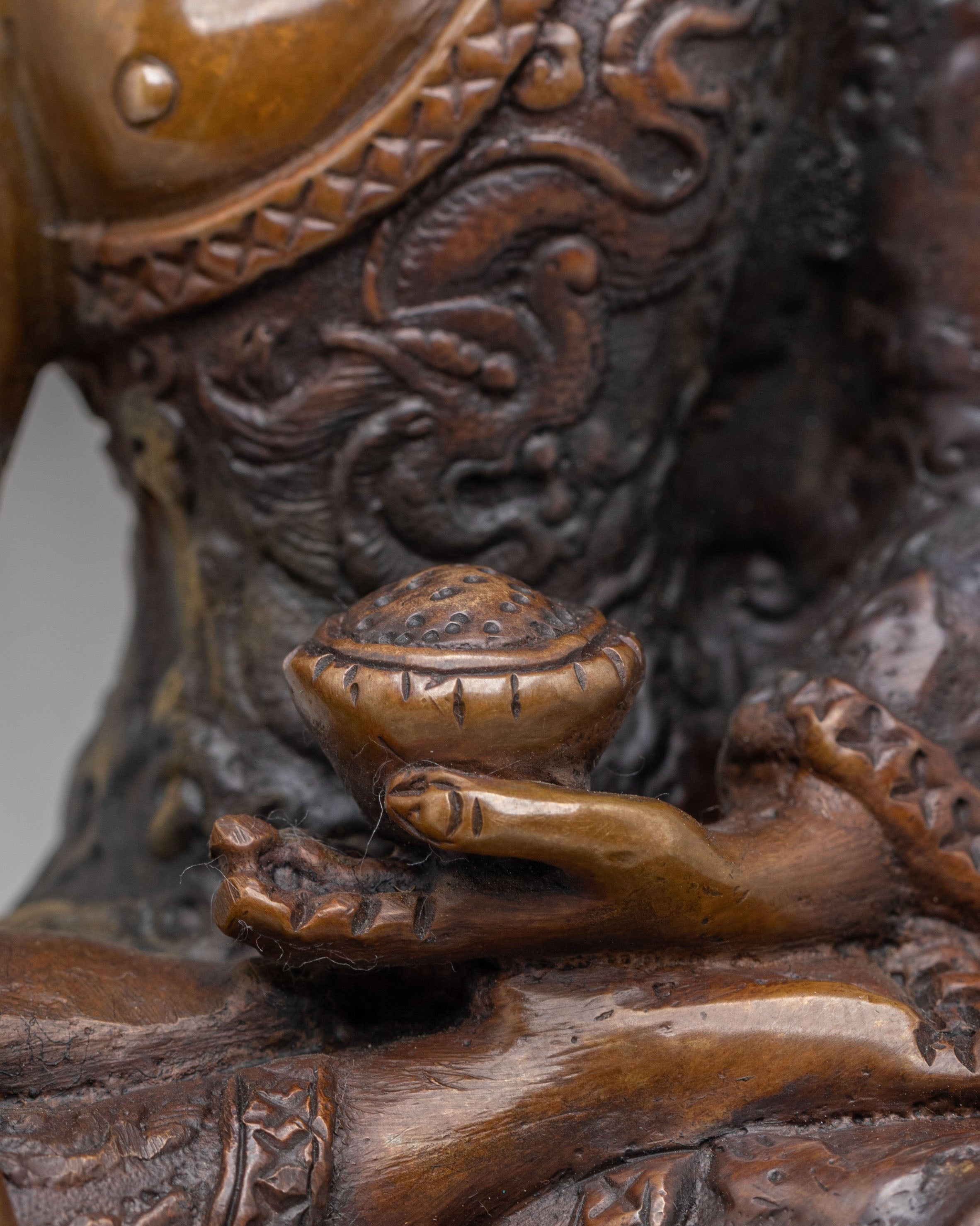 Ceremonial Shakyamuni Buddha Figurine | Oxidized Copper Statue for Altar