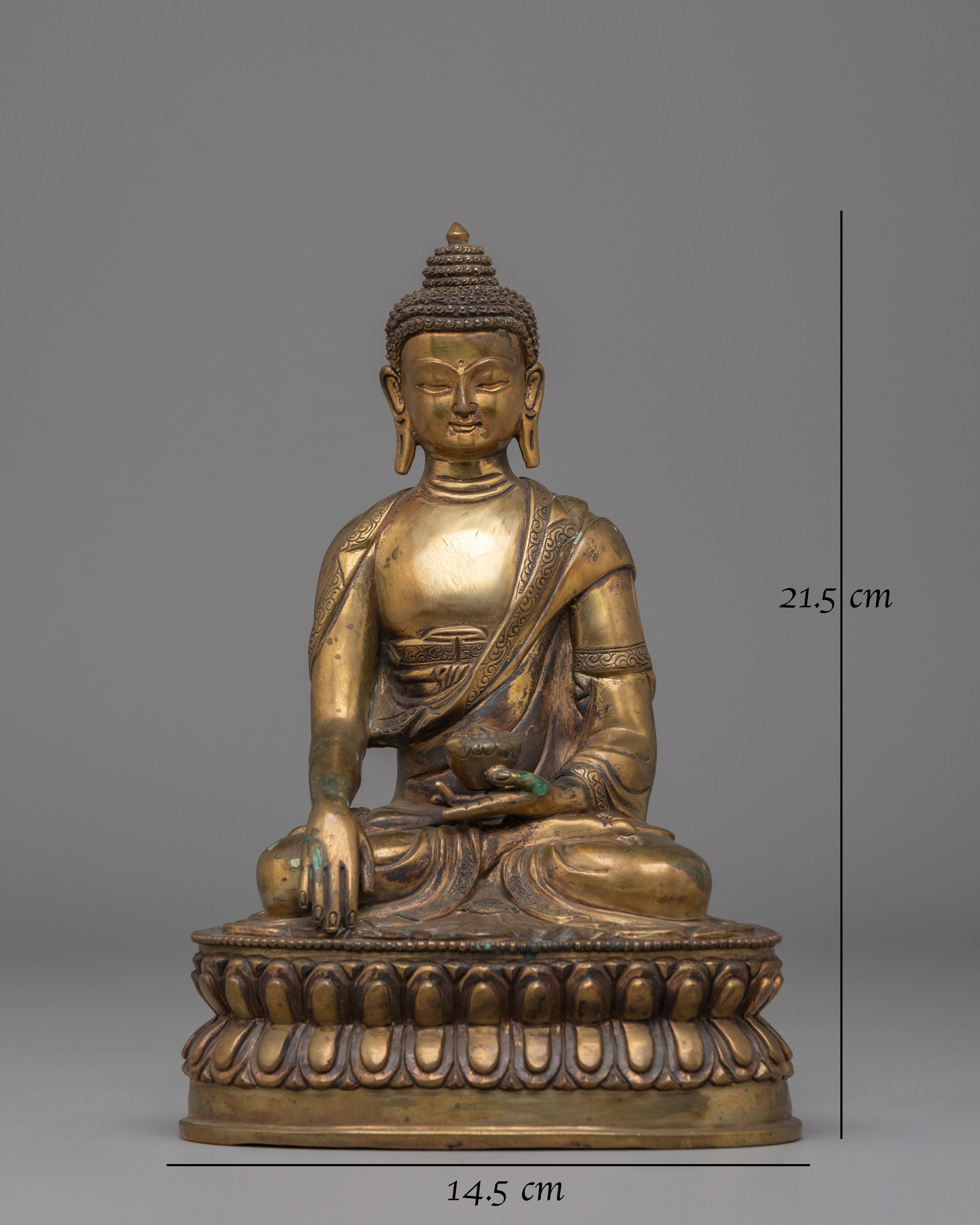 Enlightened Shakyamuni Buddha Altar Statue | Handcrafted Copper Buddhist Sculpture