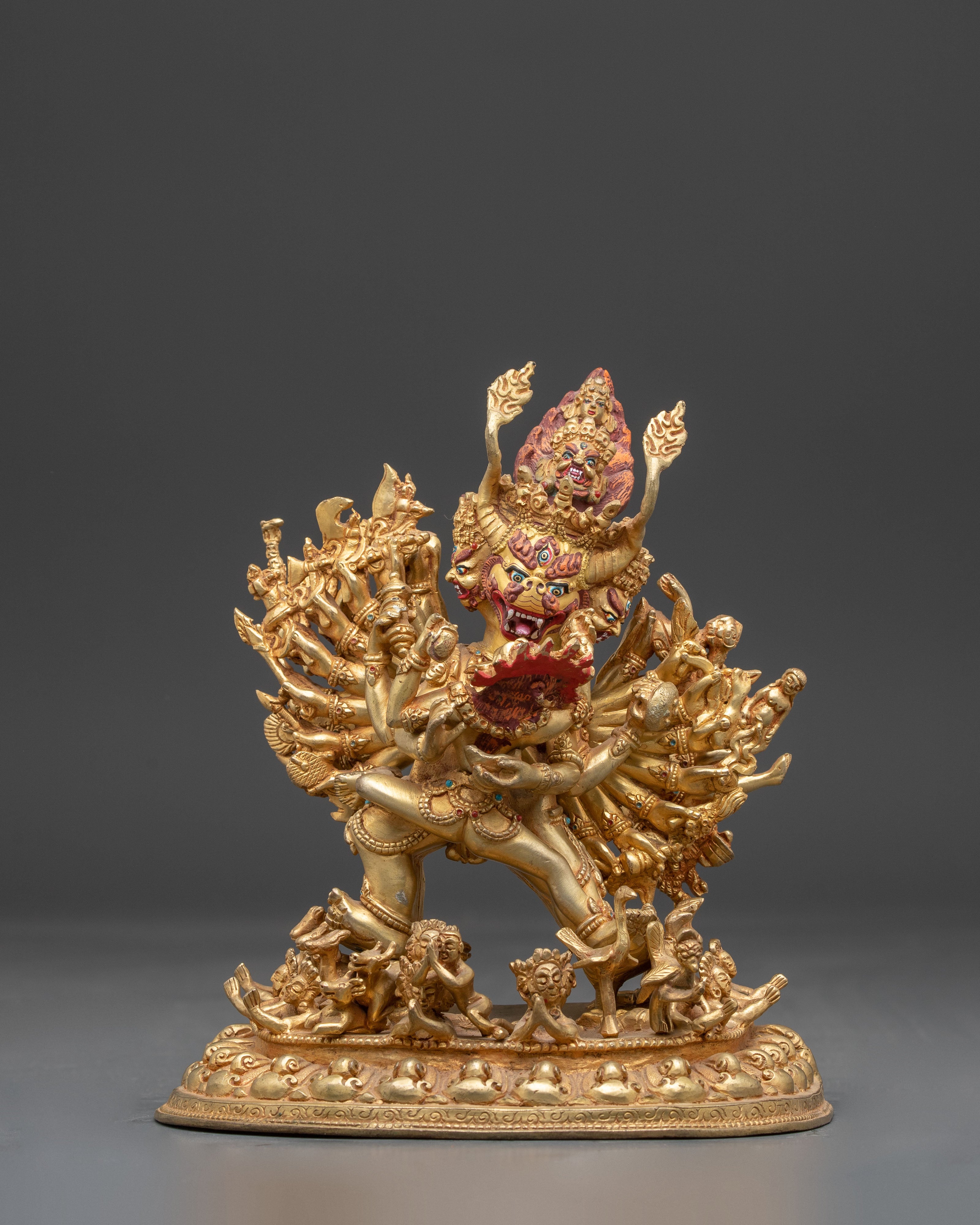 Tibetan Yamantaka With Consort Statue | Wrathful Deity Sculpture