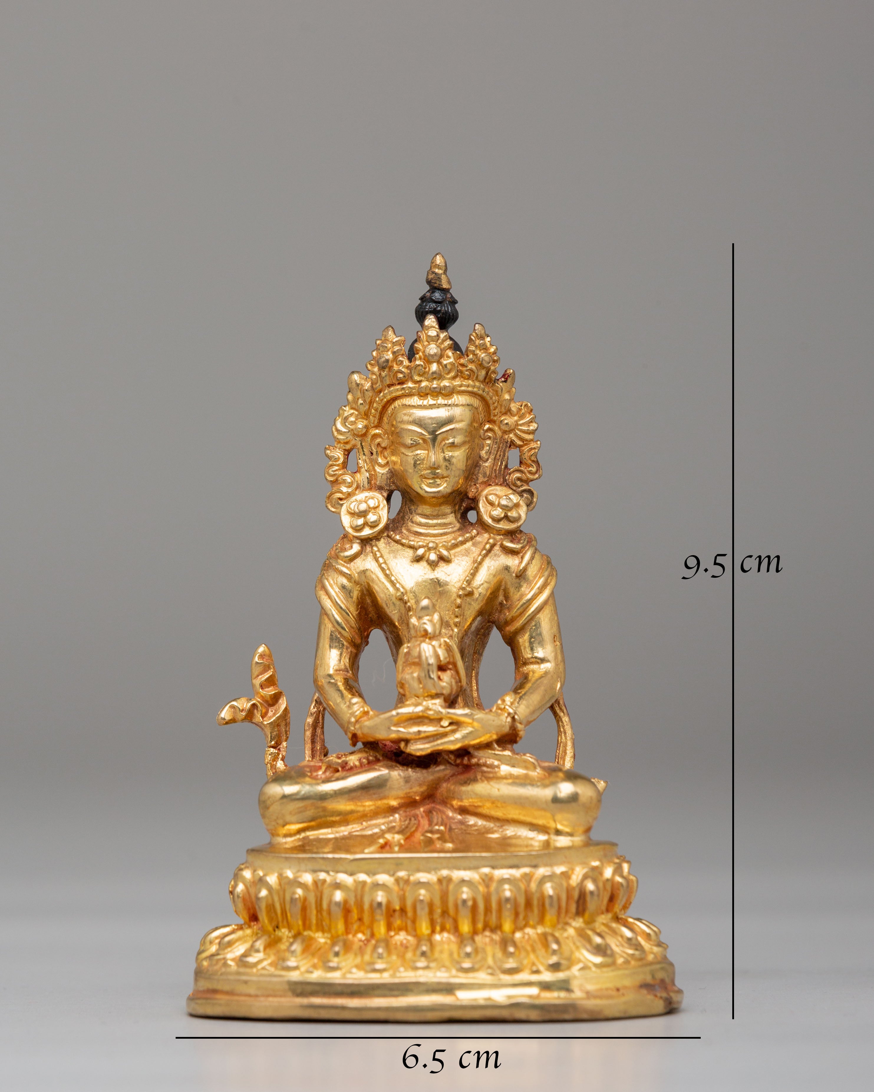 Sacred Amitayus Longevity Deity Statue | Mercury Gold Plated Copper