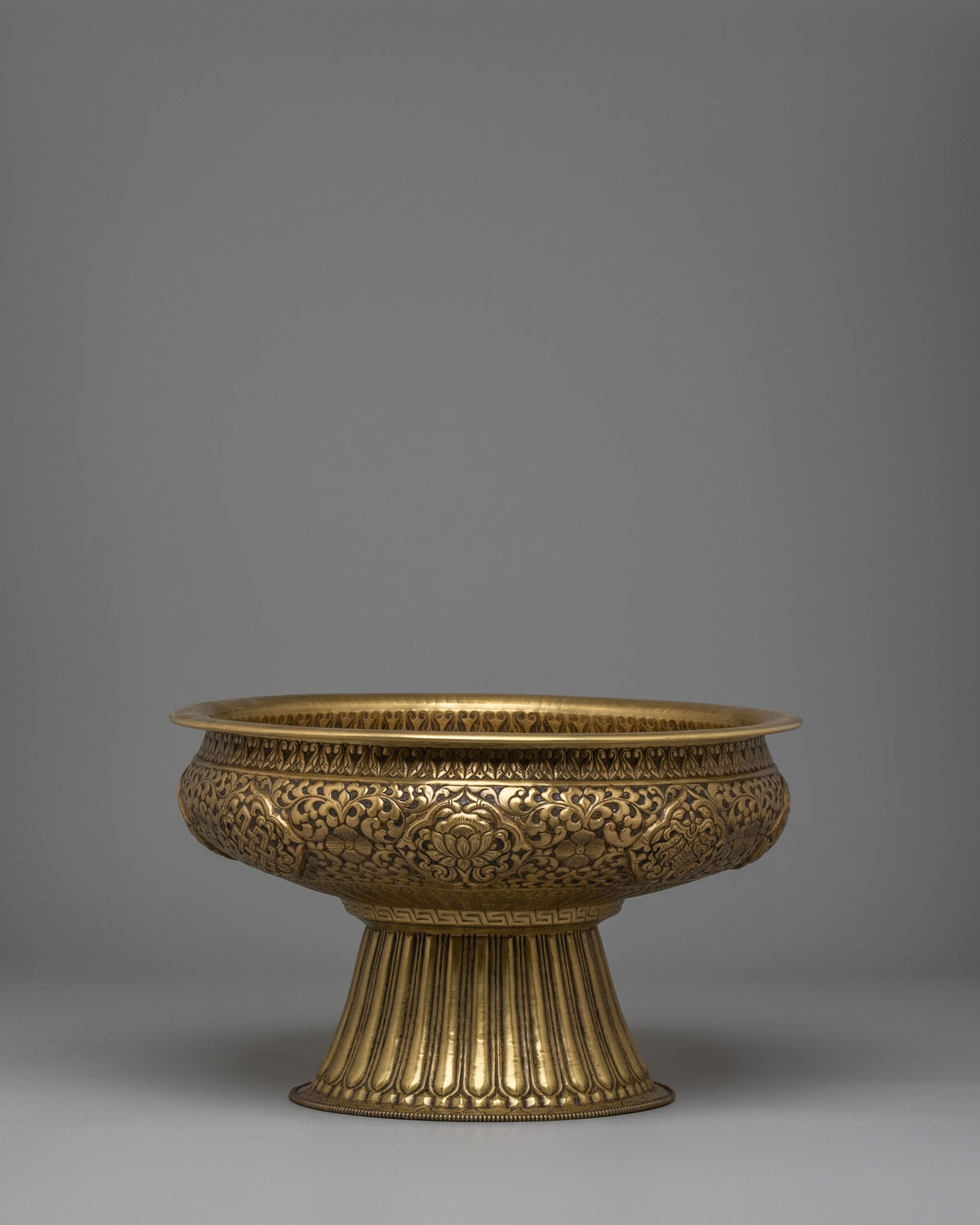Buddhist Ritual Urli Bowl | Handcrafted Brass Flower Vessel