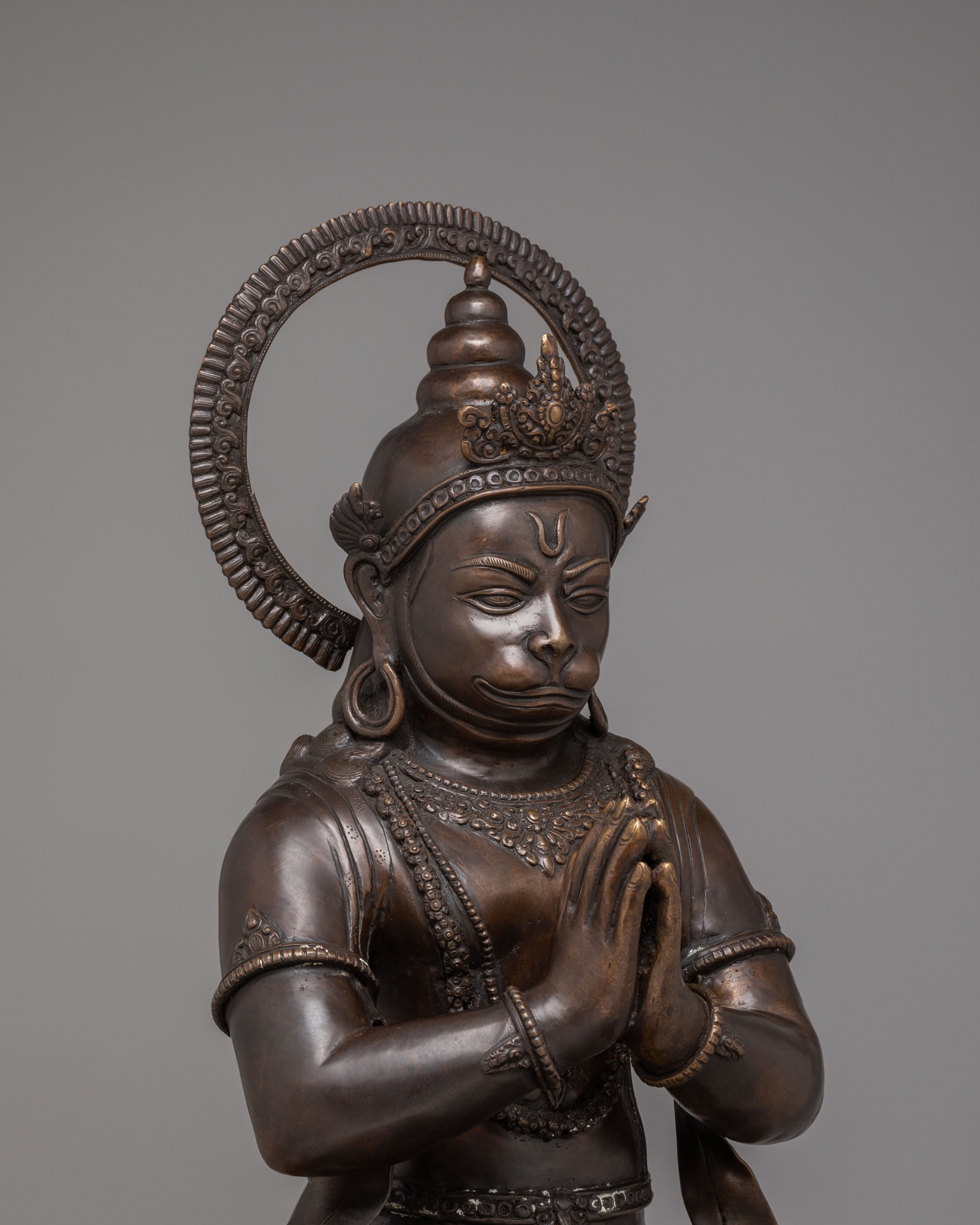 Sacred Handcrafted Hanuman Statue | Divine Bronze Hindu God Sculpture