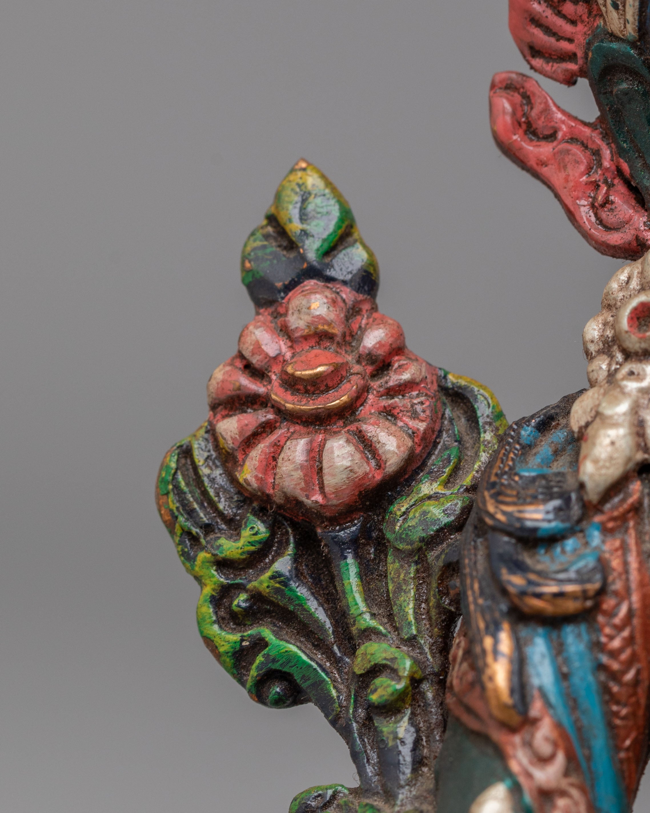 Himalayan Altar Green Tara Deity Statue | Copper Body with Silver Plating