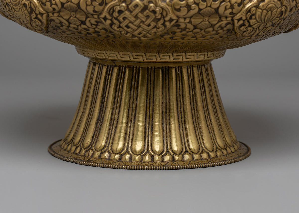 Buddhist Ritual Urli Bowl | Handcrafted Brass Flower Vessel