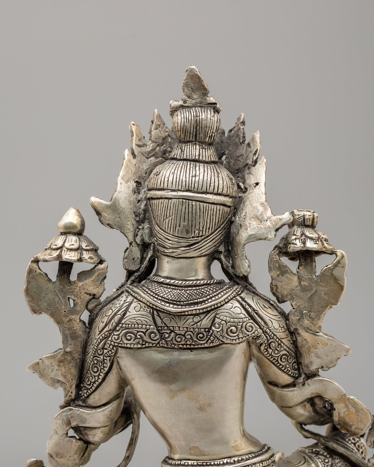 Green Tara Mother of Liberation Statue | Silver Plated Copper Buddhist Sculpture