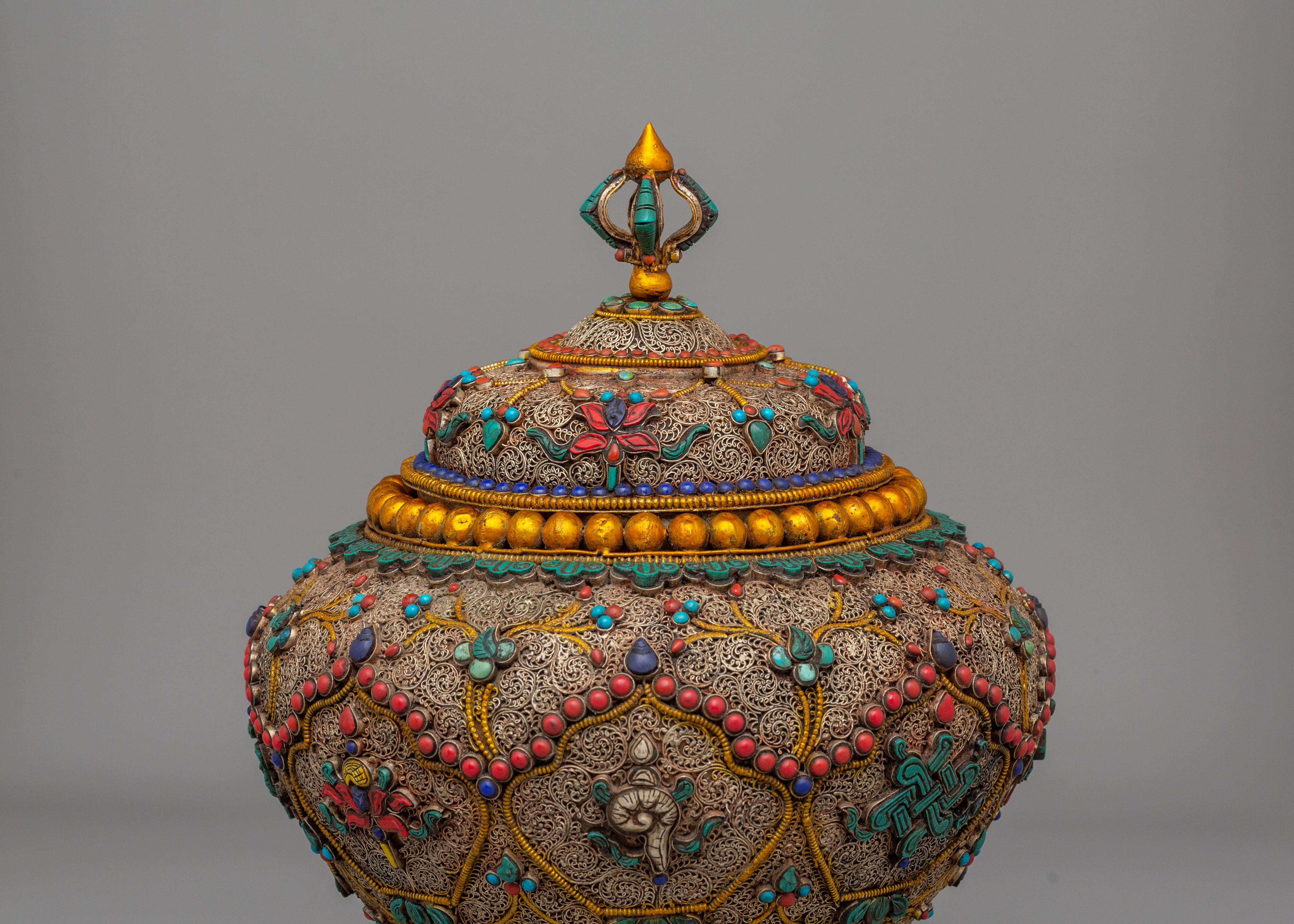 Auspicious Symbol Rice Pot | Buddhist Altar Rice Pot