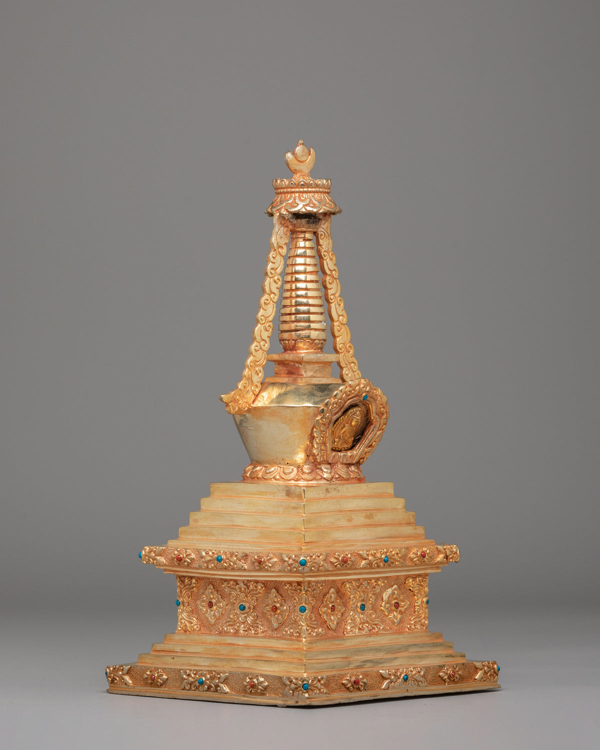 Gold Plated Enlightenment Stupa | Buddhist Stupa for Meditation