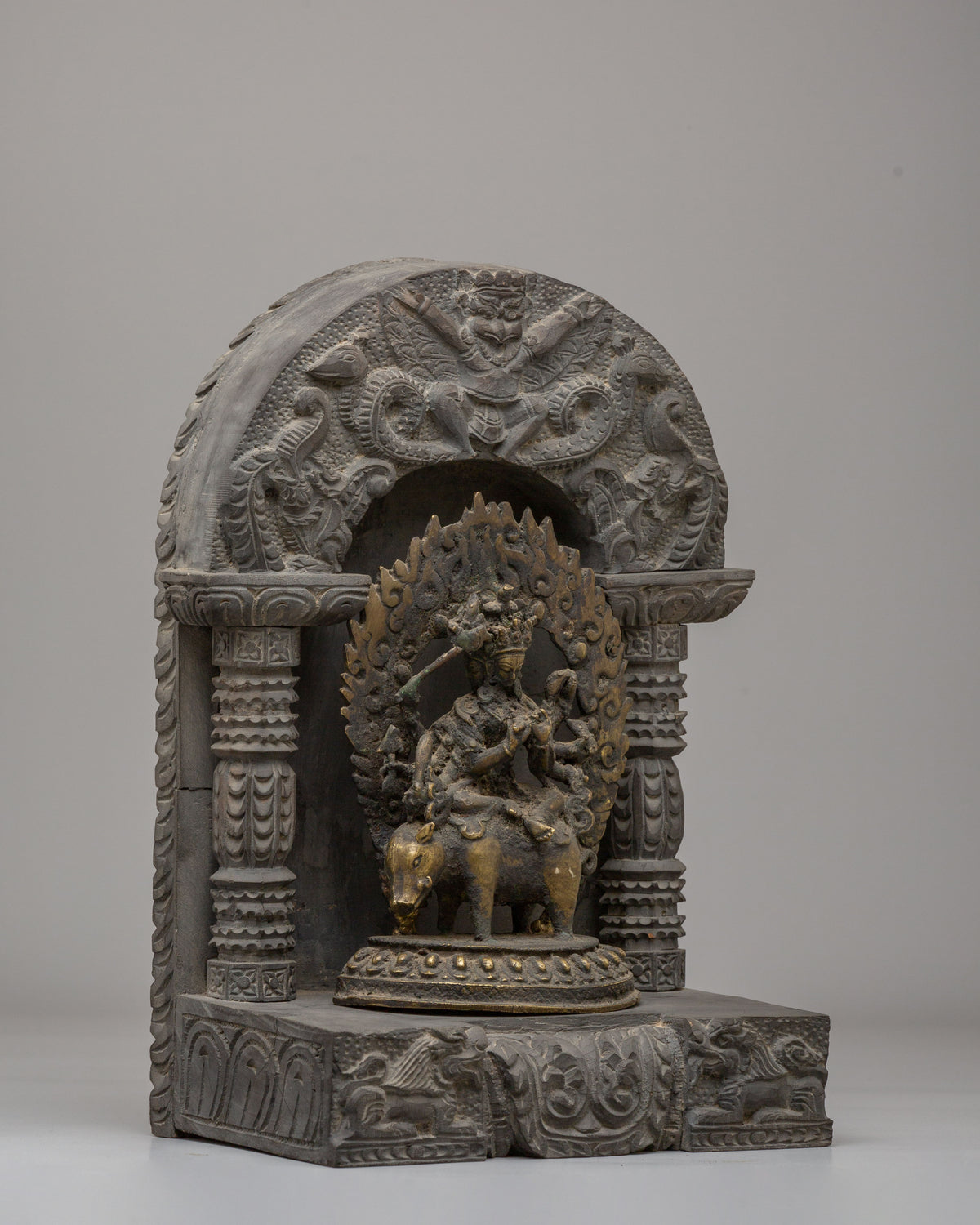 Tibetan Buddhist Marichi Statue | Handmade Brass and Wood Deity Sculpture