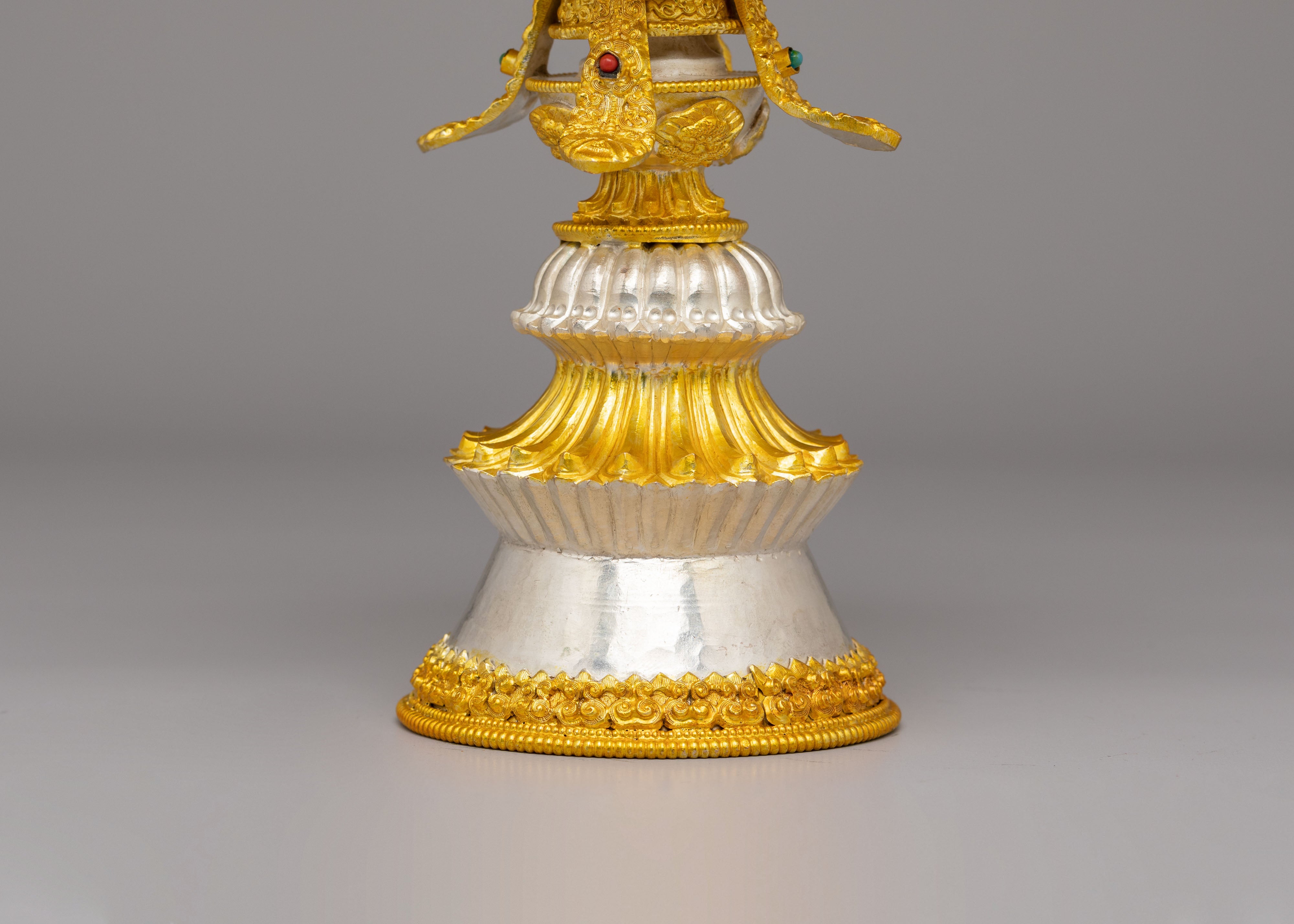 Handmade Ritual Butter Lamp Set | Silver Gold Plated Lamps for Altar Decor