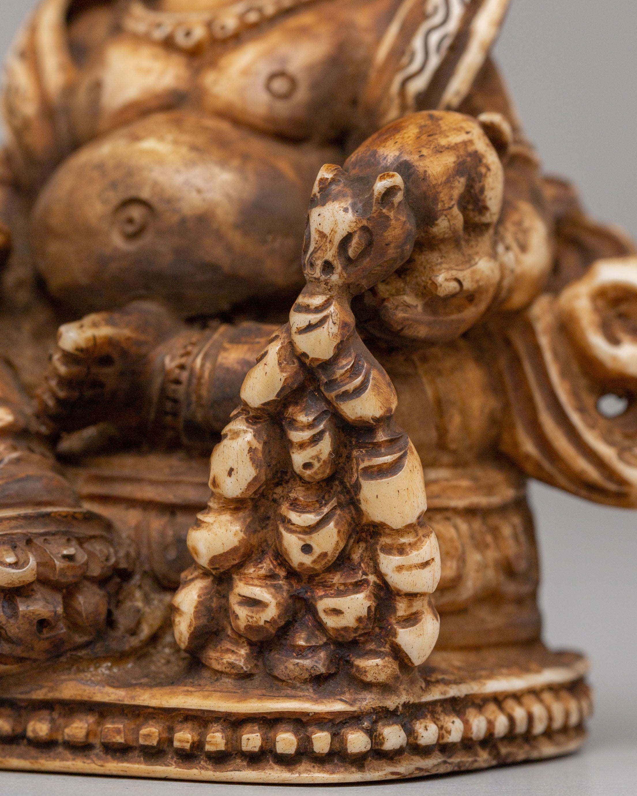 Buddhist Dzambhala Wealth Deity Sculpture | Buffalo Bone Buddhist Sculpture