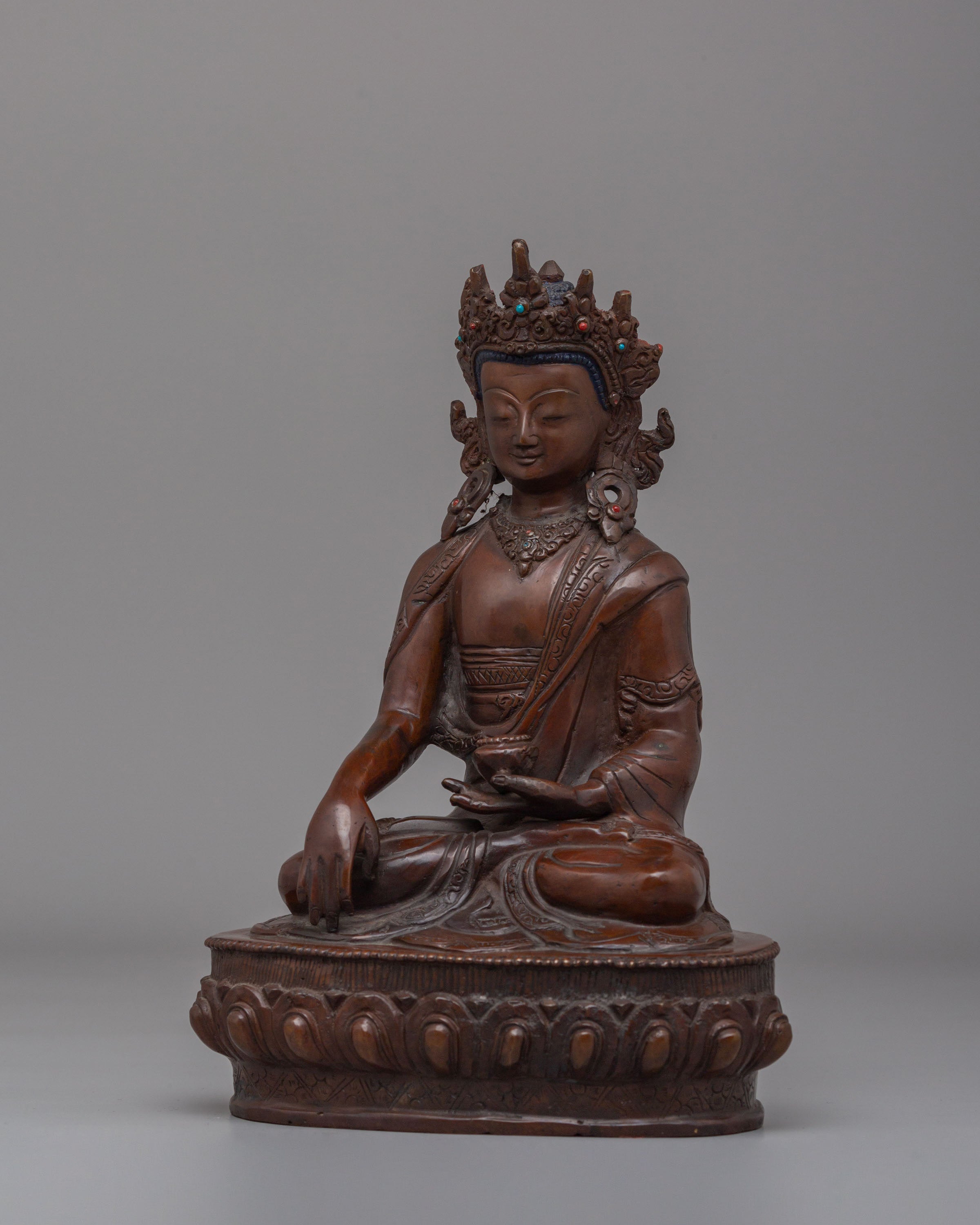Traditional Crowned Buddha Statue | Tibetan Copper Buddha Statue