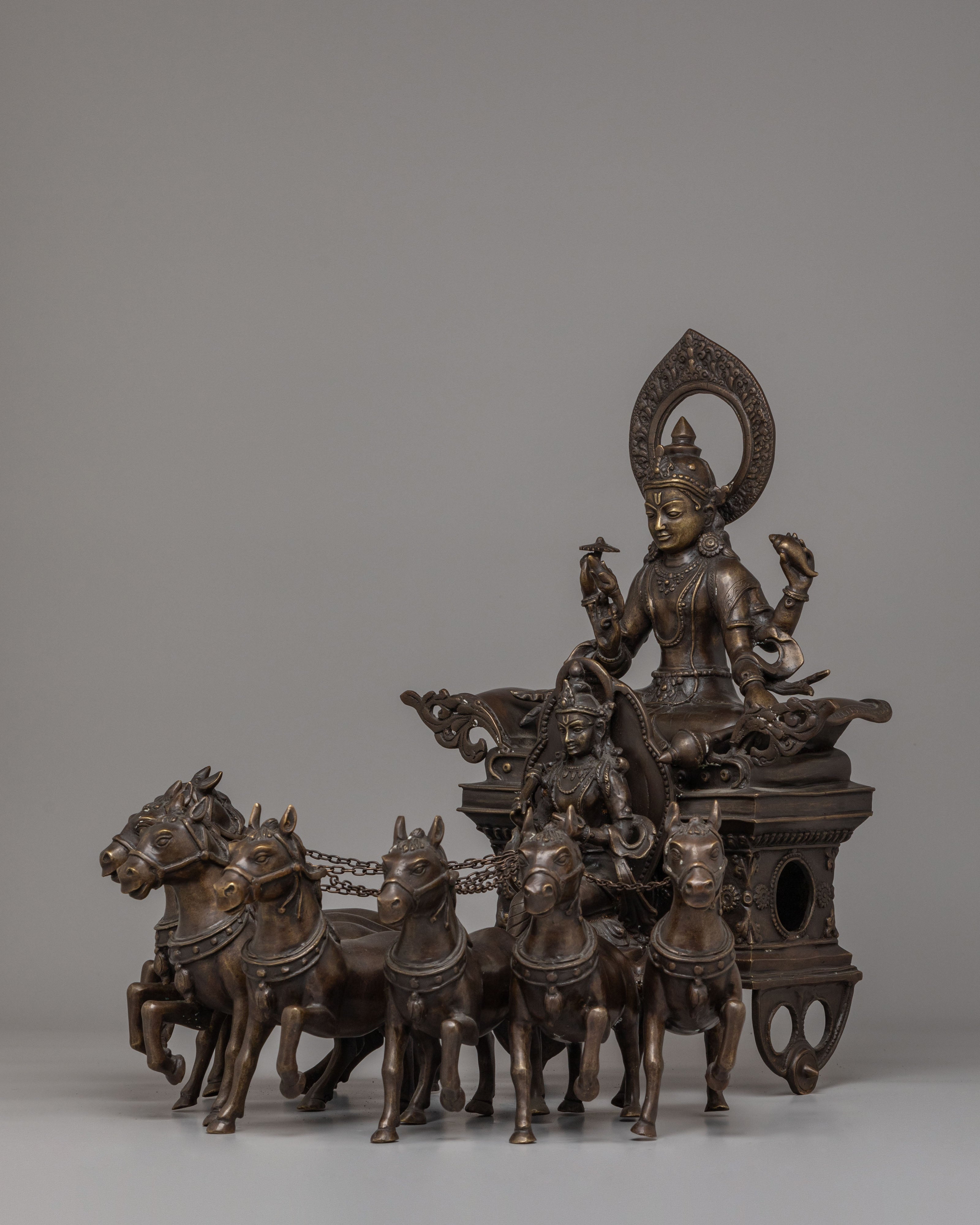 Surya Narayan Statue | Handcrafted Bronze Sun God Chariot Sculpture