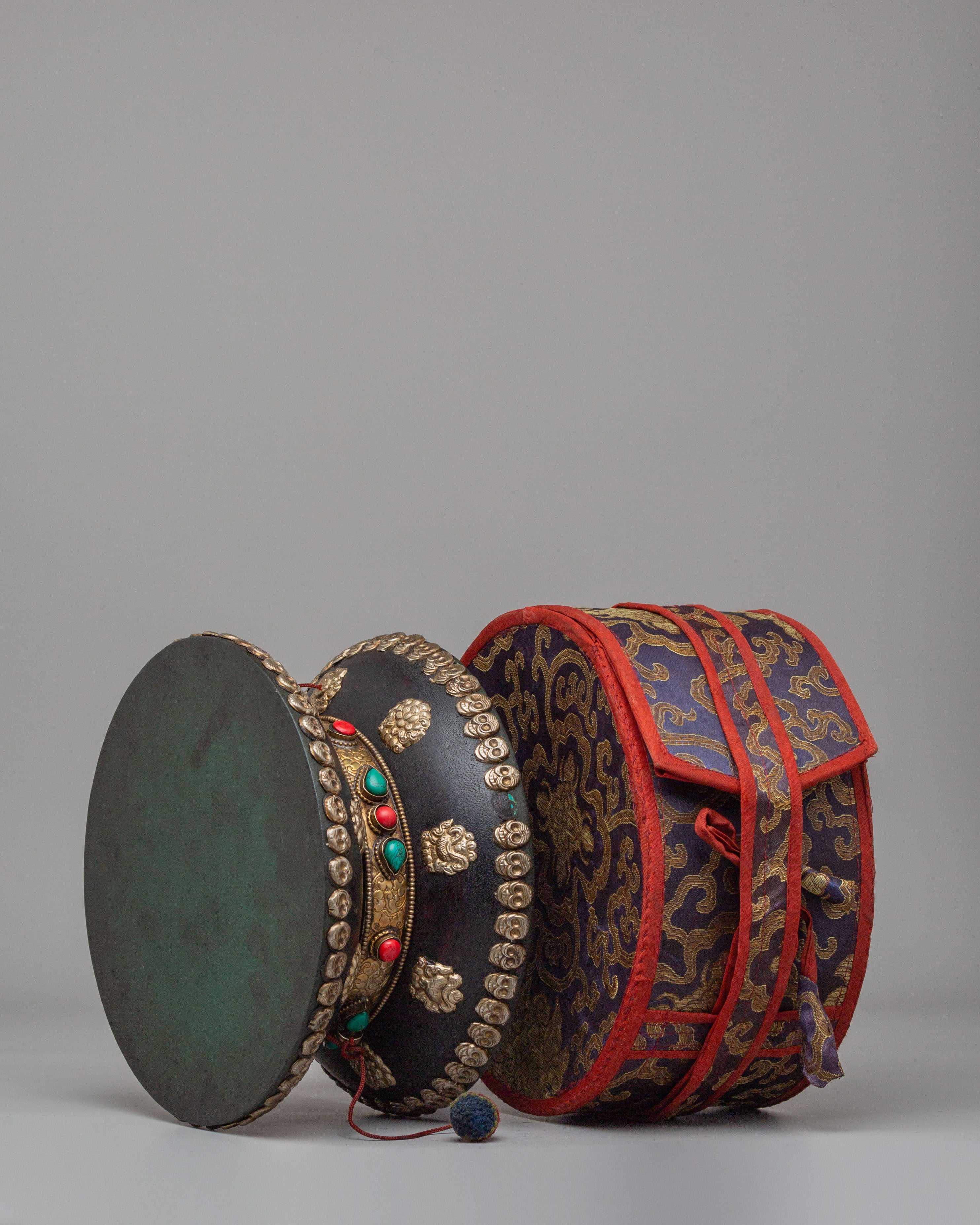 Wooden Damaru Ritual Instrument | Vajrayana Altar Damaru