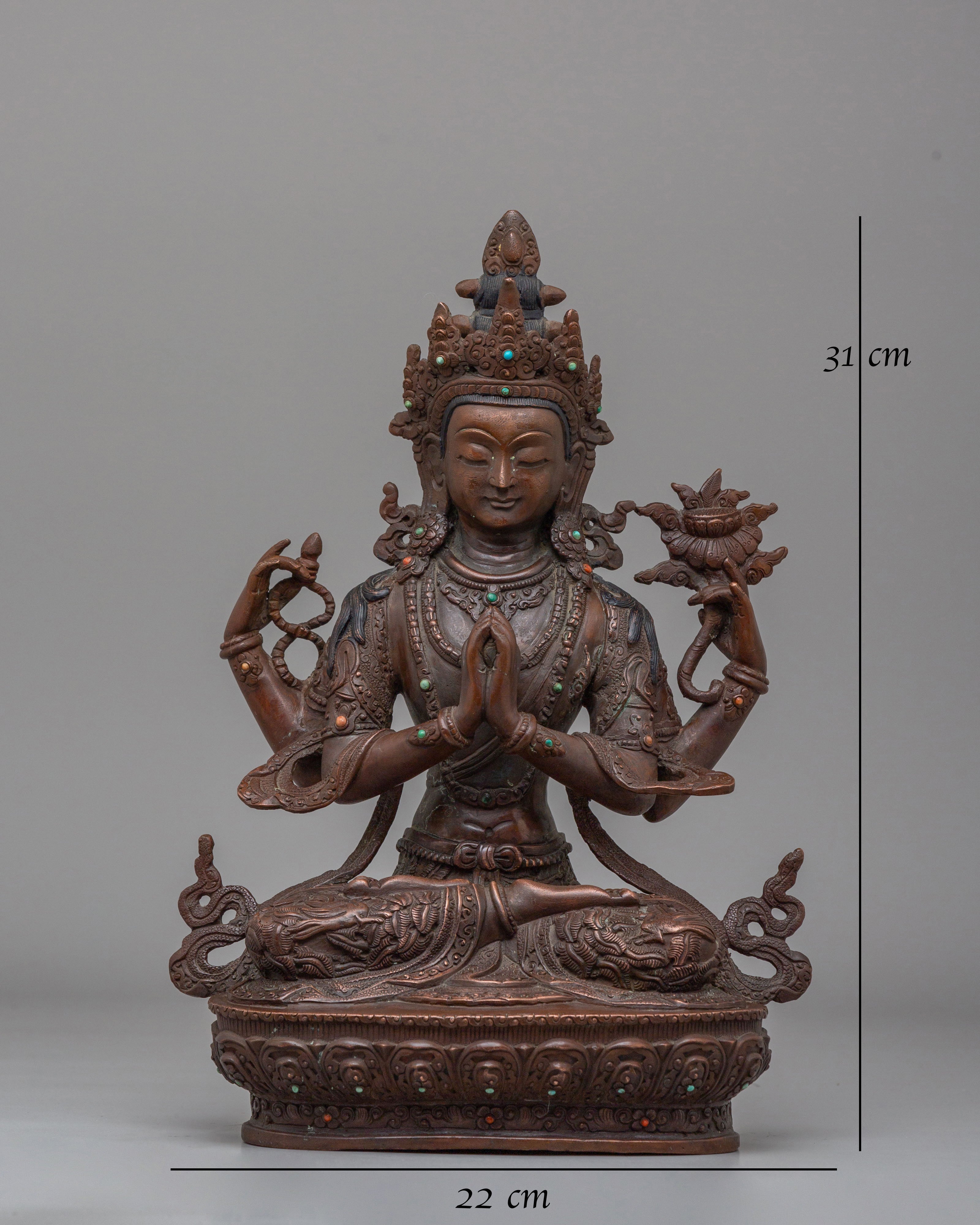 Tibetan Avalokiteshvara Chenrezig Statue | Spiritual Home Decor