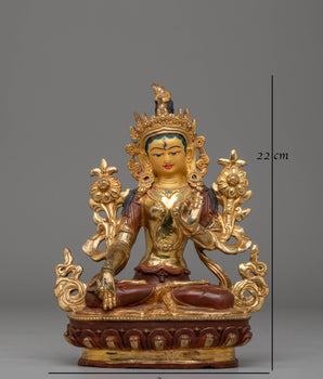 Traditional Tibetan Green Tara Statue | Handcrafted Goddess Sculpture for Meditation