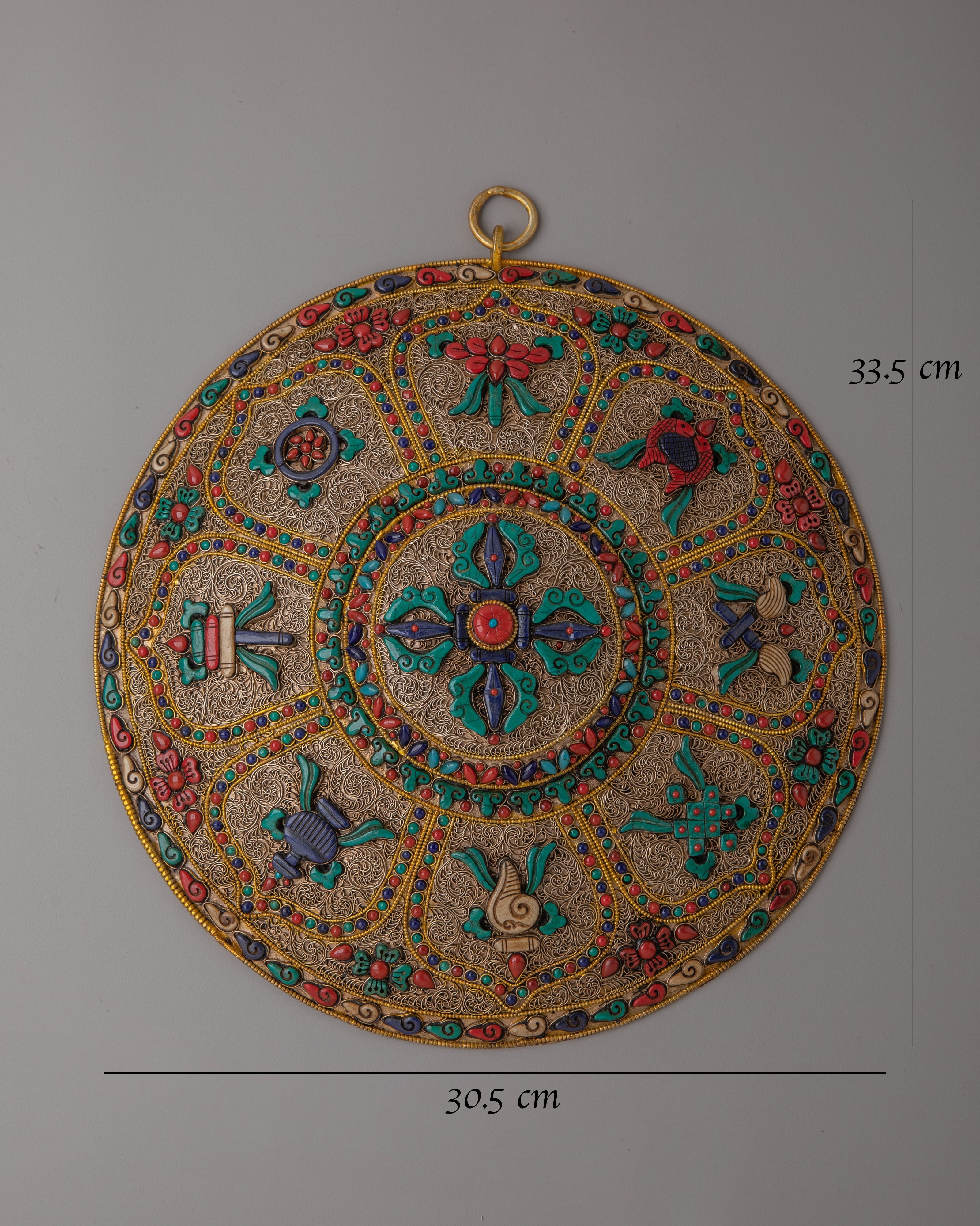Decorative Eight Auspicious Wall Hanging | Traditional Tibetan Artwork