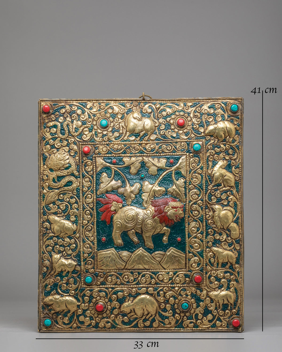Tibetan Buddhist Lion Wall Hanging | Spiritual Home Decor