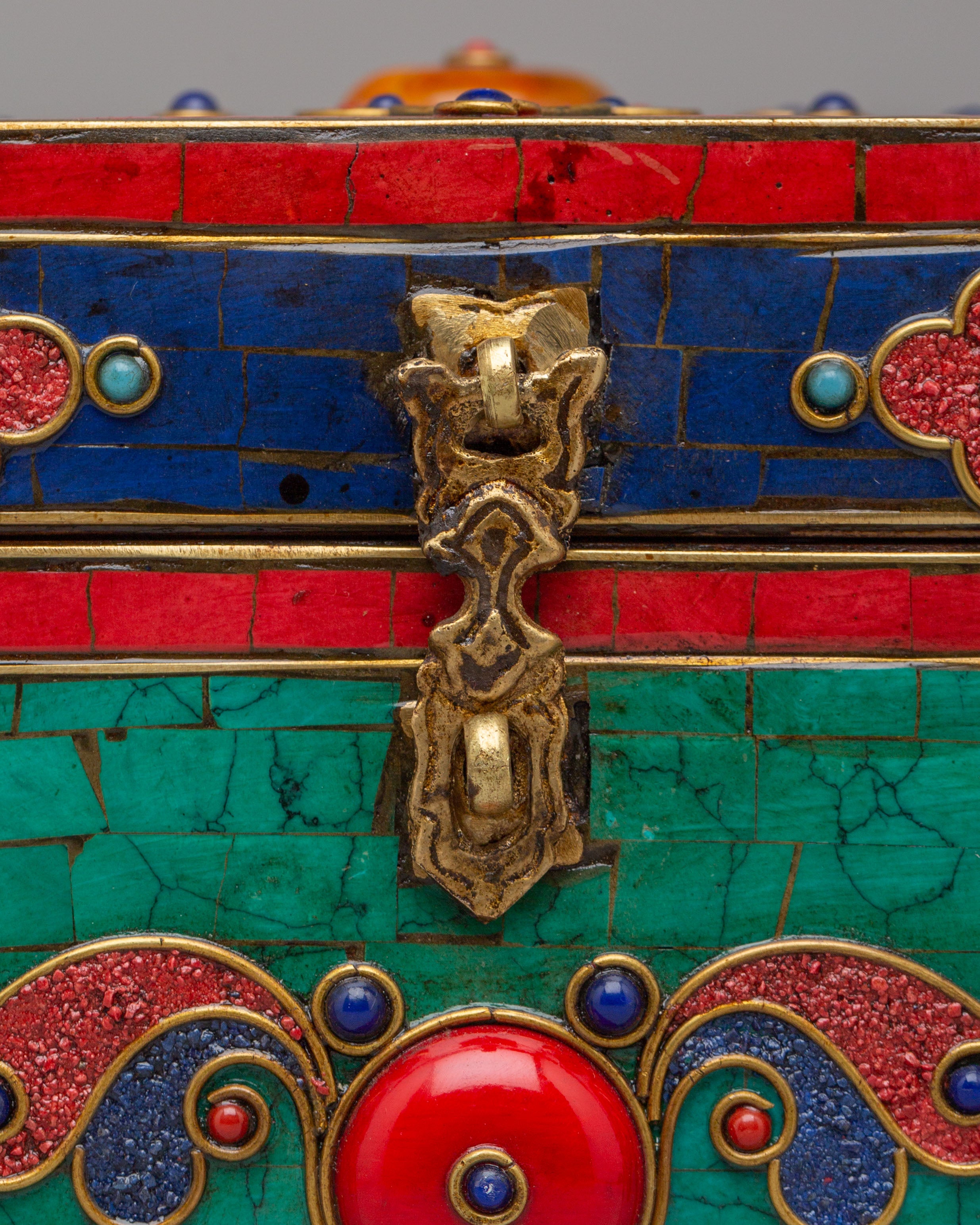 Himalayan Jewellery Storage Box | Gemstone Decorated Wooden Treasure Chest