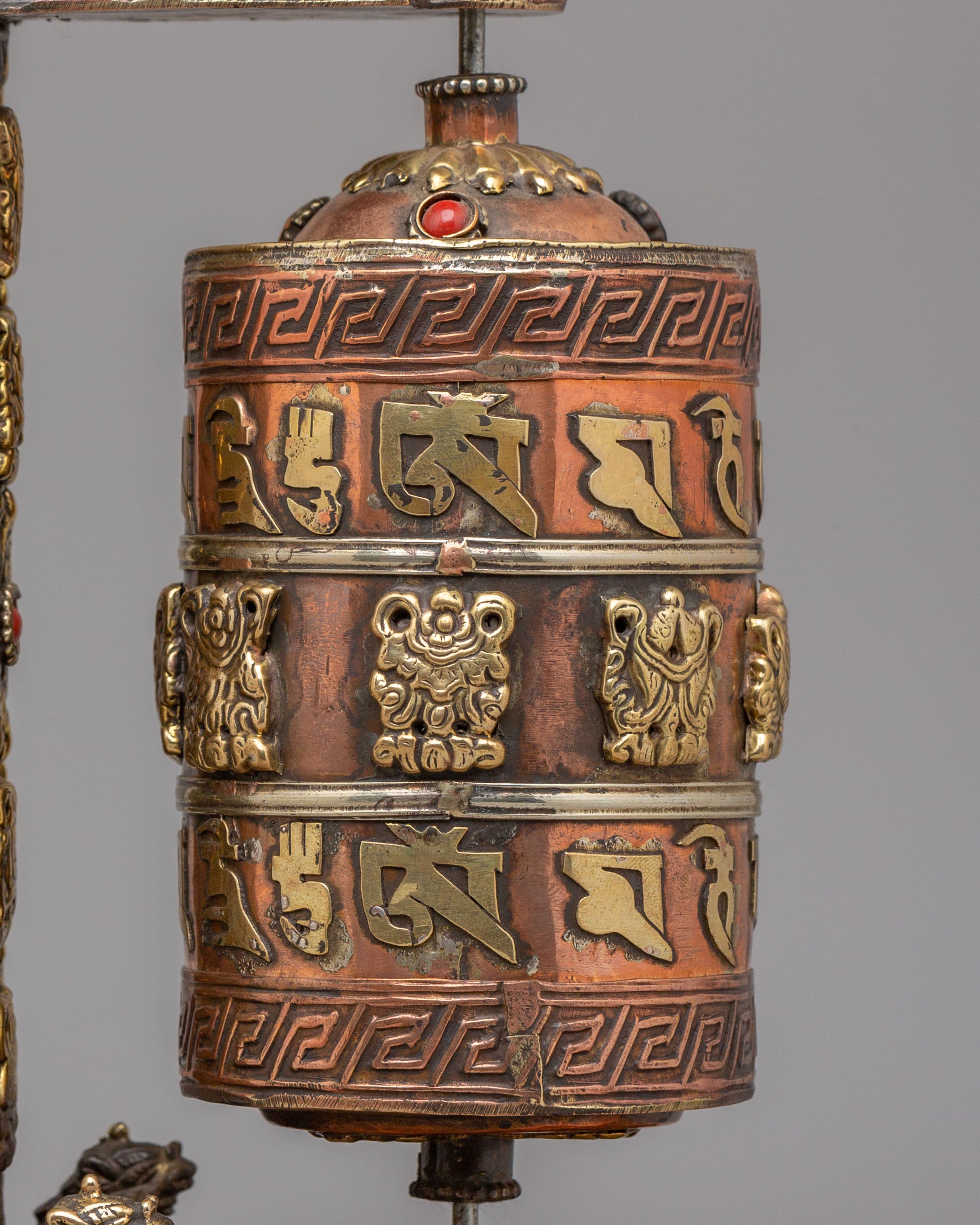 Spiritual Prayer Wheel with Incense Burner | Sacred Tibetan Ritual Object