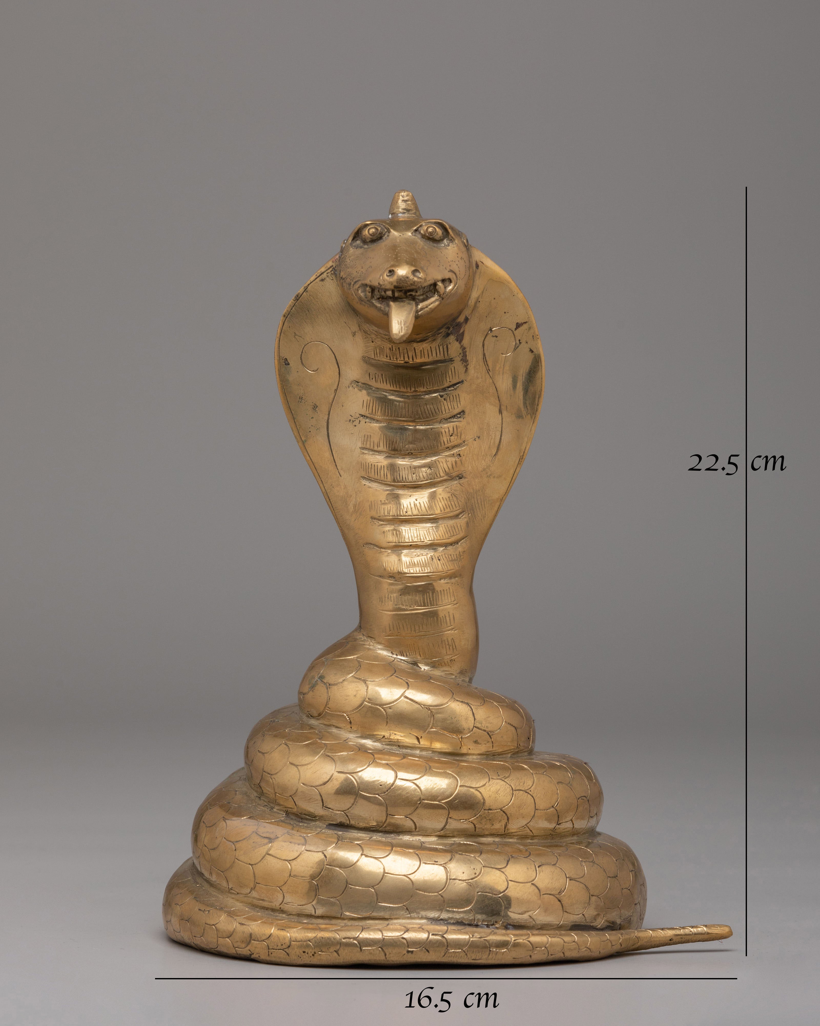 Himalayan Snake Sculpture | Brass Cobra Statue | Spiritual Decor