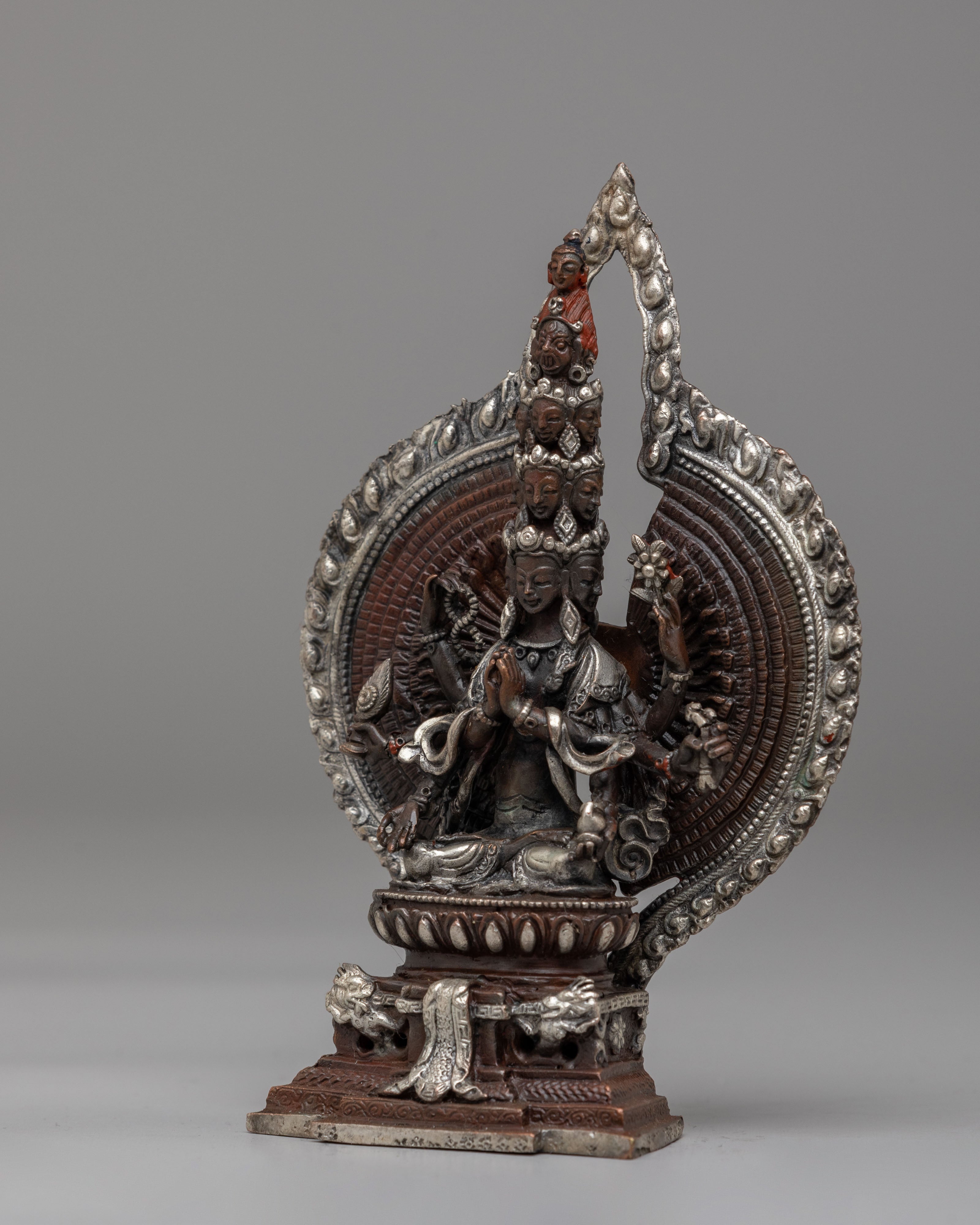 1000-armed-Chenrezig-Statue-for-Altar | Silver-Plated Tibetan Deity