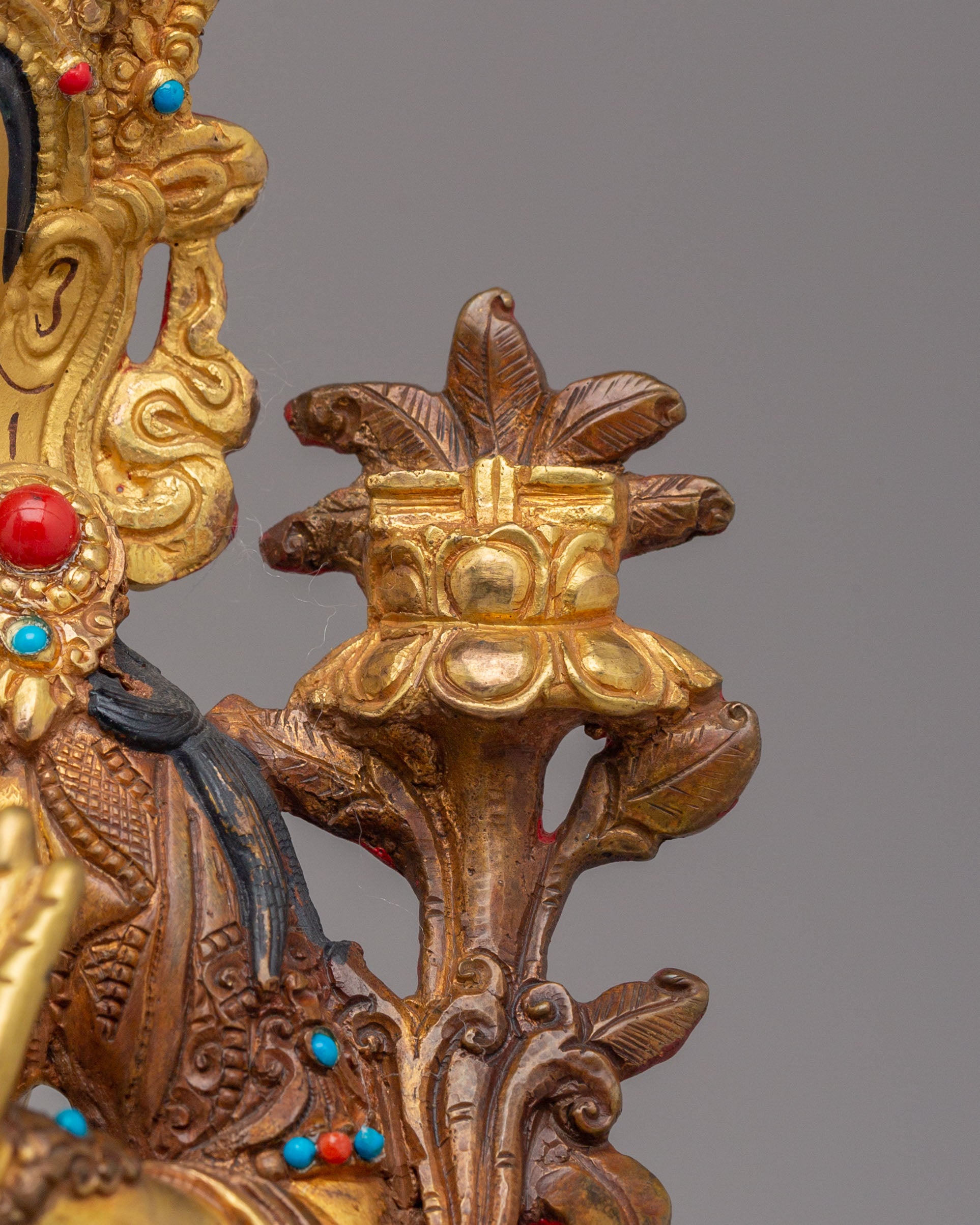 Manjushri Sacred Wisdom Deity Statue | Gold Plated Copper Figurine