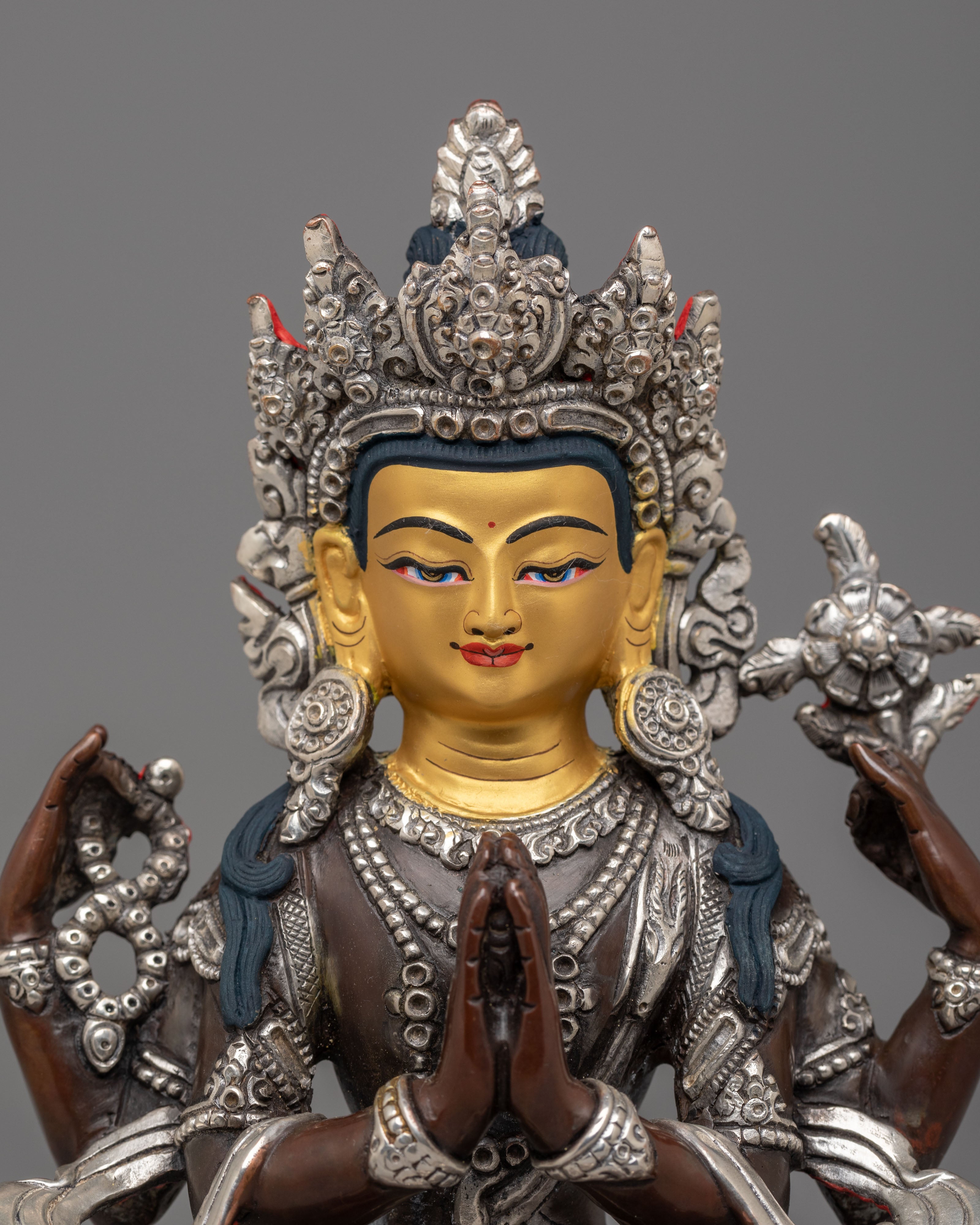Tibetan Chenrezig Figurine | Bodhisattva of Compassion Statue