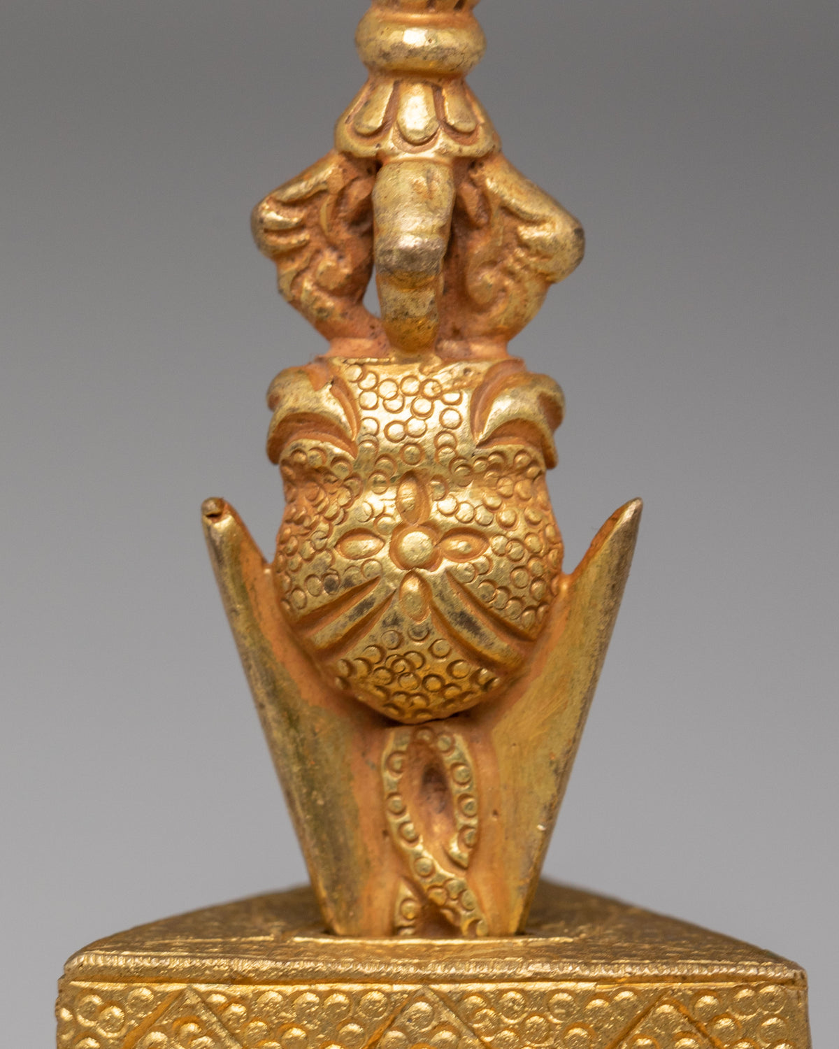 Ceremonial Hayagriva Deity Phurba | Gold Polished Copper Ritual Implement