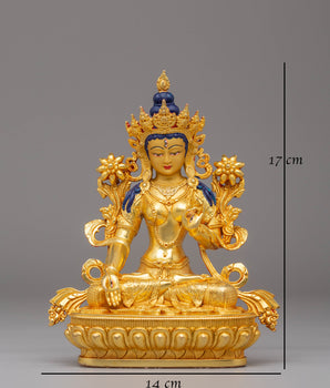 Handmade White Tara Statue | Tibetan Goddess of Compassion and Long Life