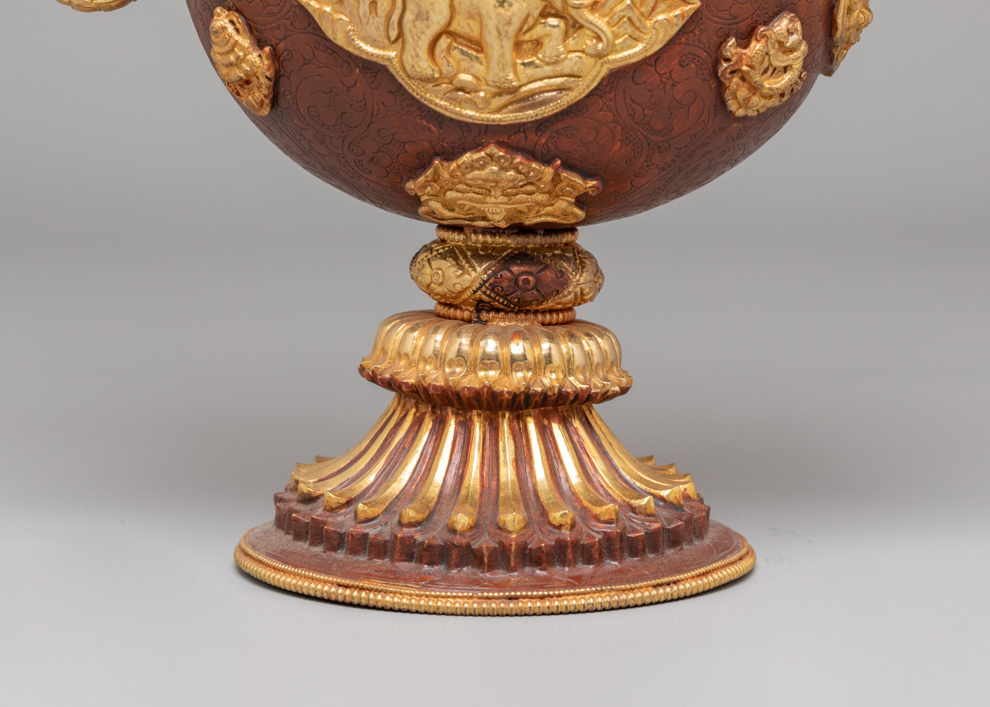 Sacred Ewer Ceremonial Vessel | Gold Plated Copper Himalayan Ritual Artwork