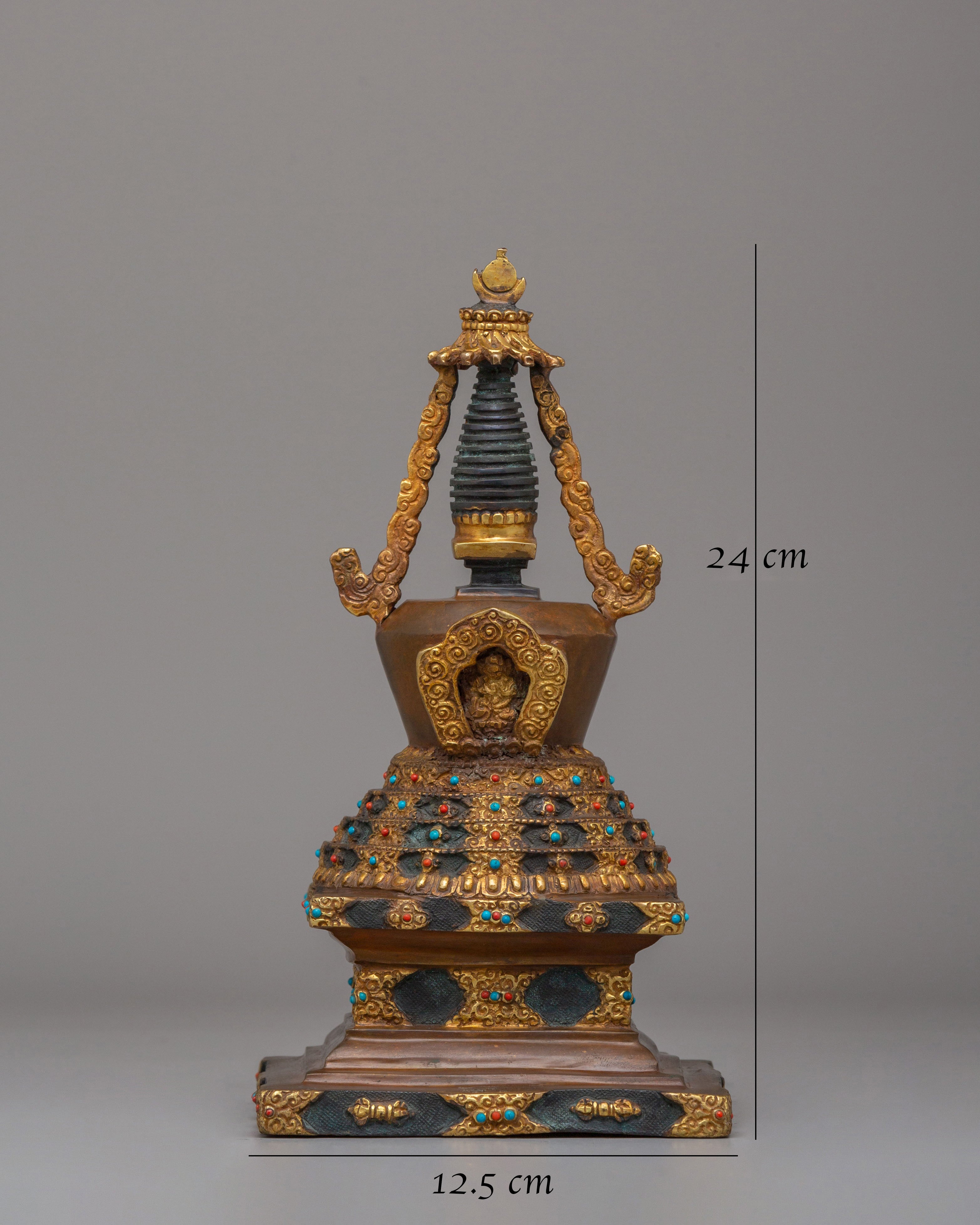 Handcrafted Tibetan Lotus Blossom Stupa | Sacred Spiritual Decor for Altar