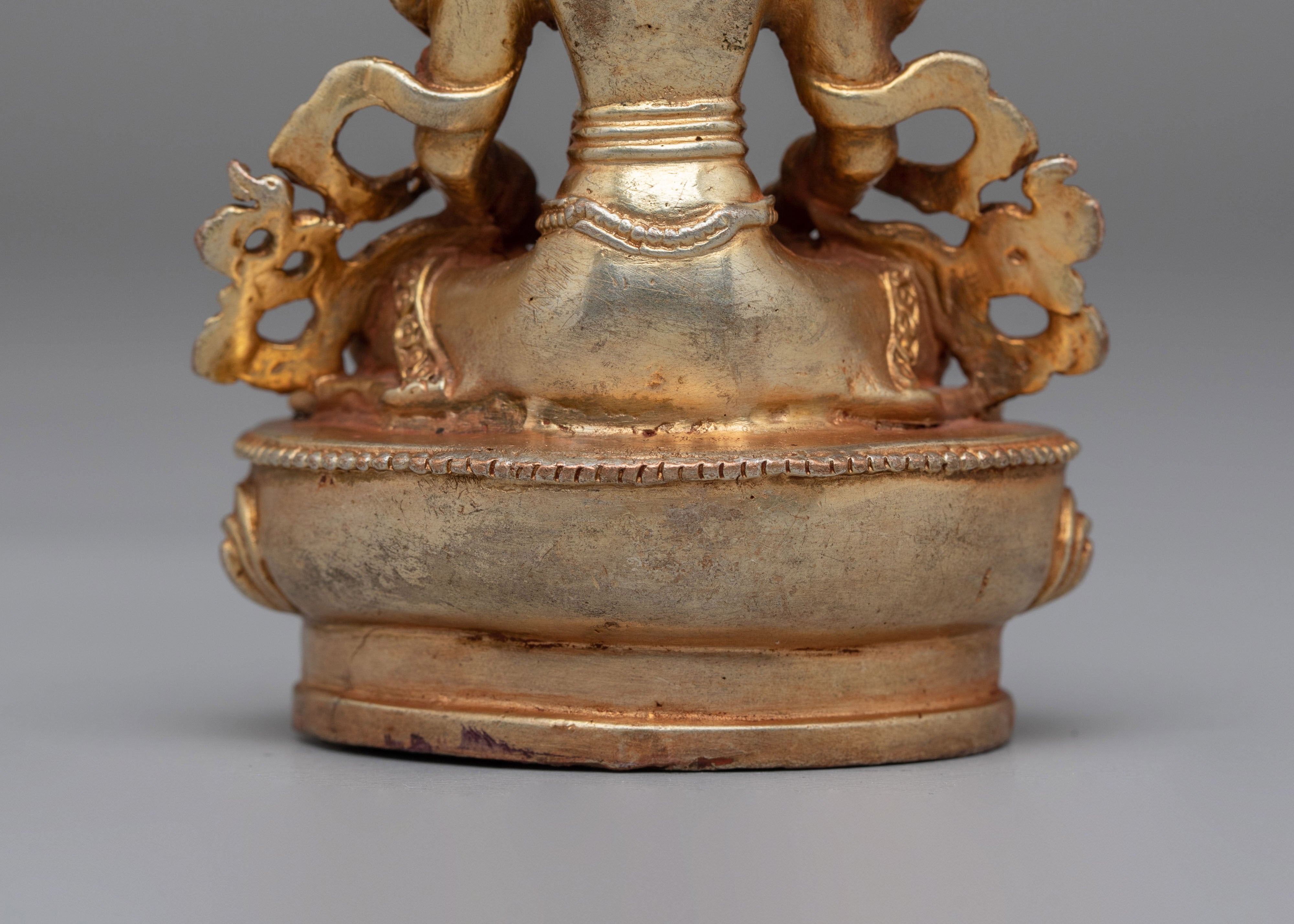 Spiritual Amitayus Meditation Statue | 24K Gold Plated Copper Figure
