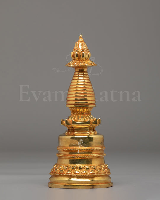 Gold Plated Altar Kadampa Stupa | Handcrafted Sacred Buddhist Shrine