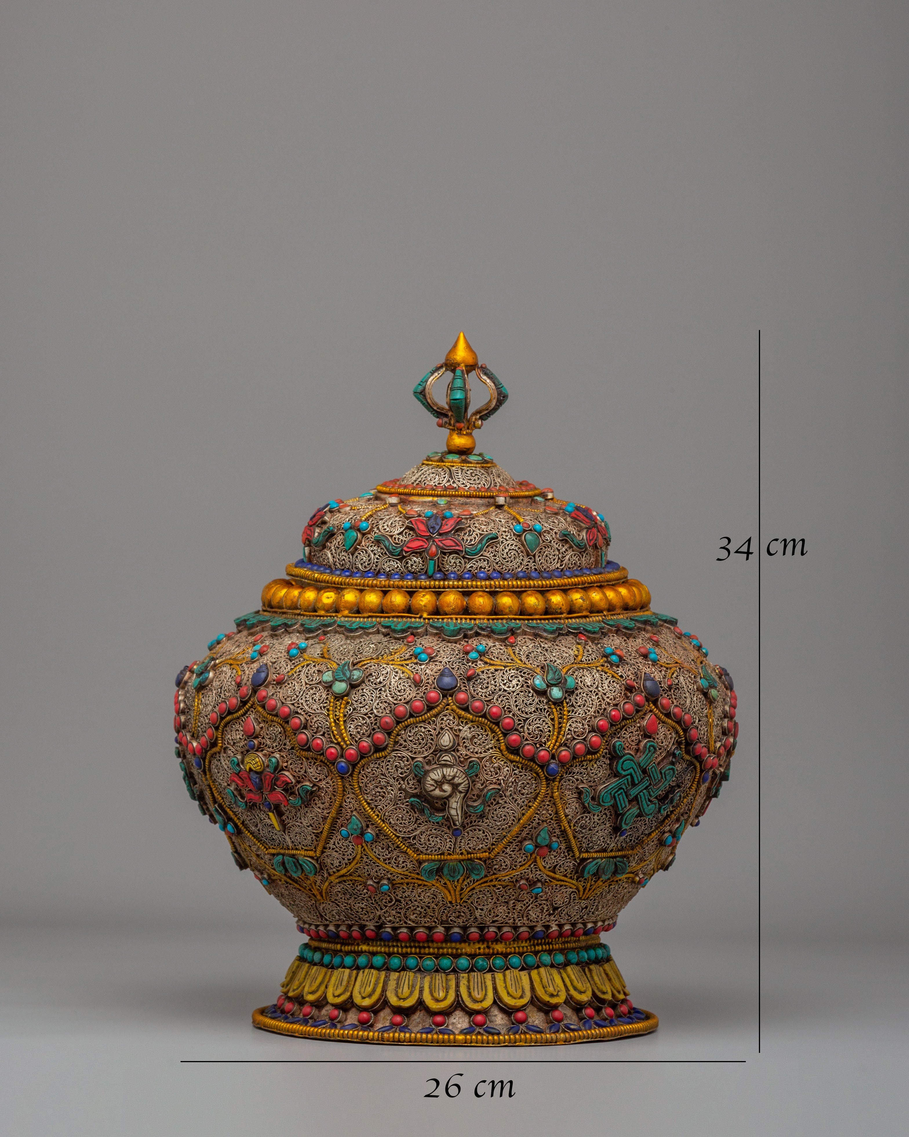 Auspicious Symbol Rice Pot | Buddhist Altar Rice Pot