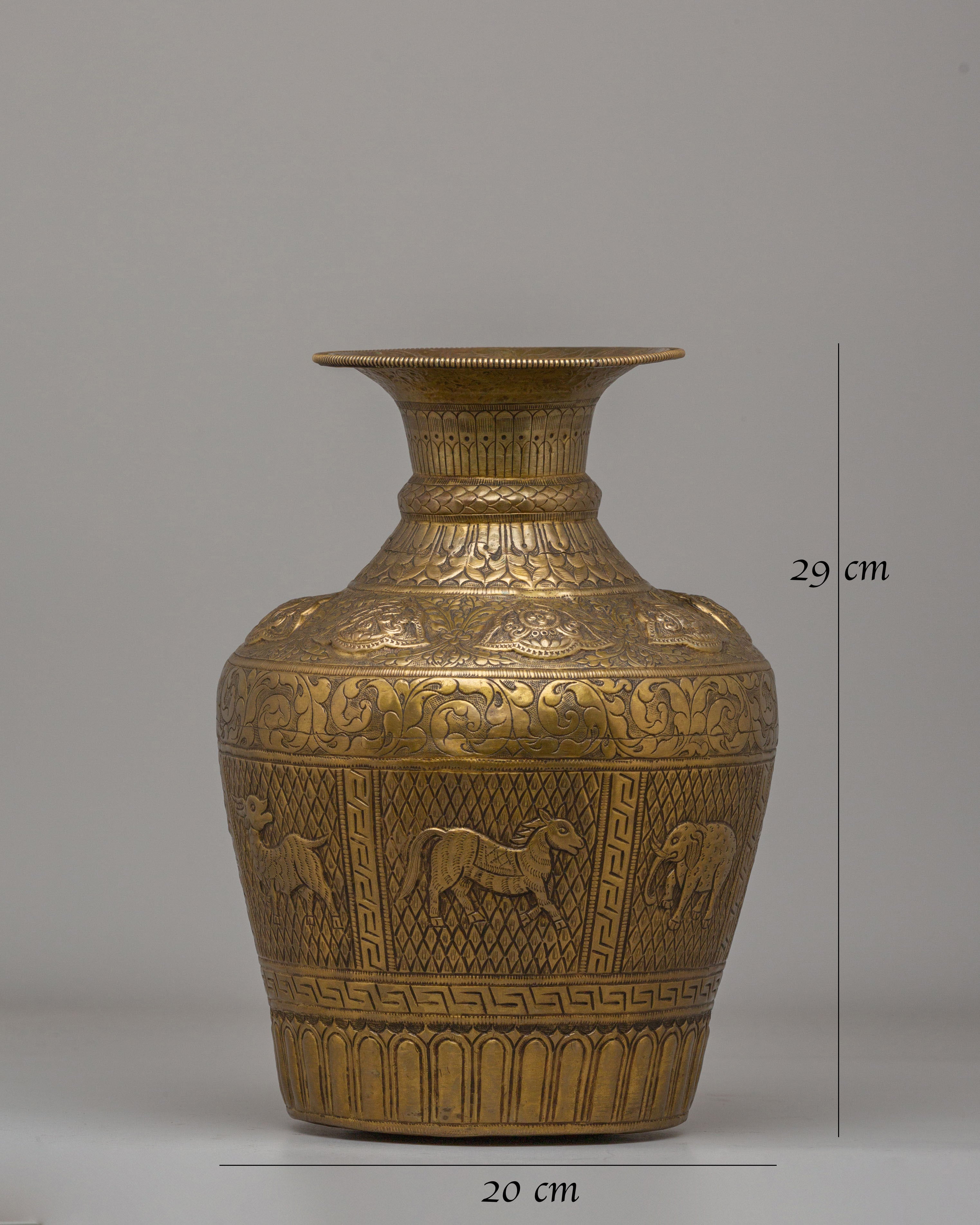 Decorative Himalayan Vase | Handcrafted Brass Tibetan Vessel