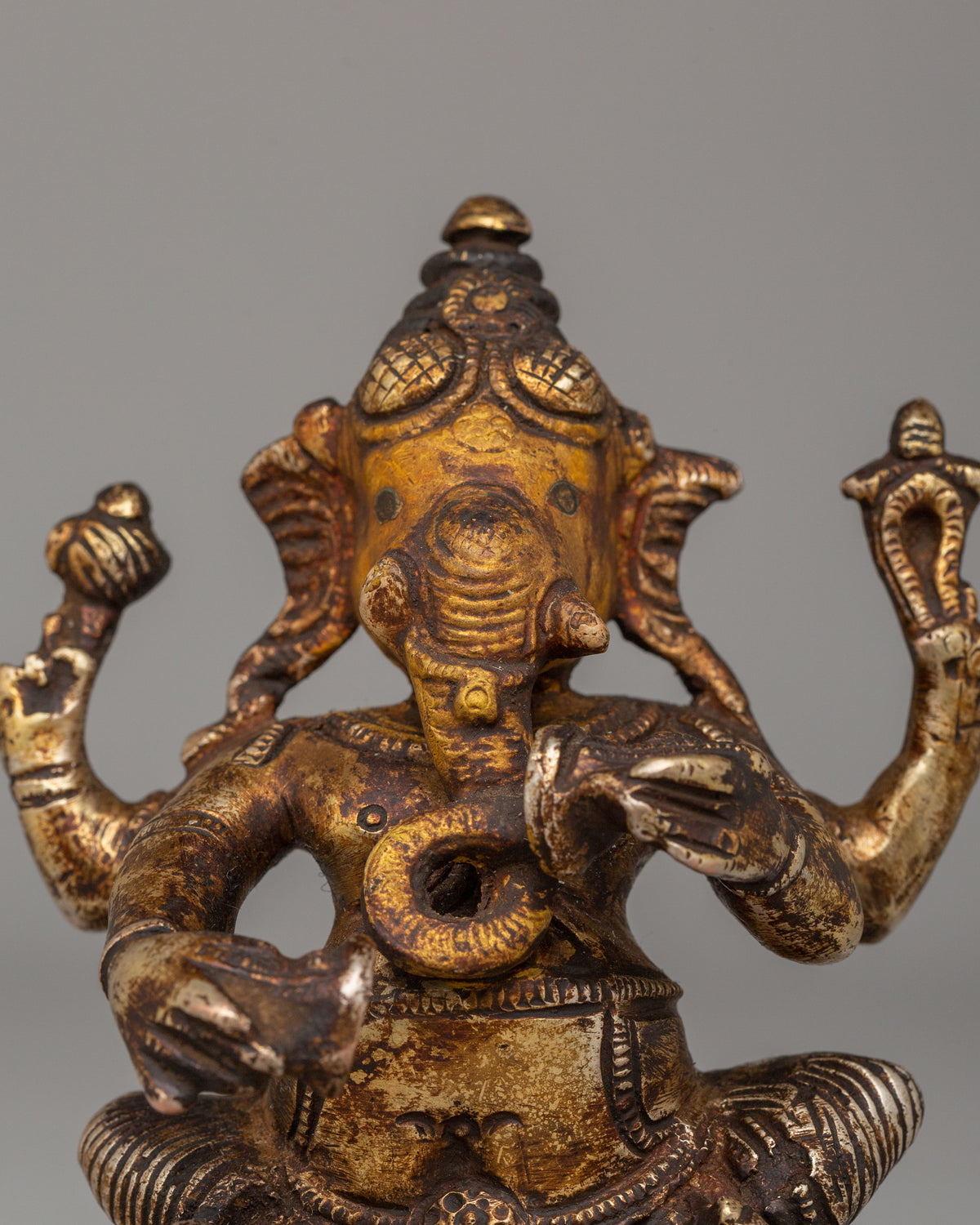 Ganesha Prosperity Statue | Antique Finishing, 24K Gold Plating, and Silver Plating