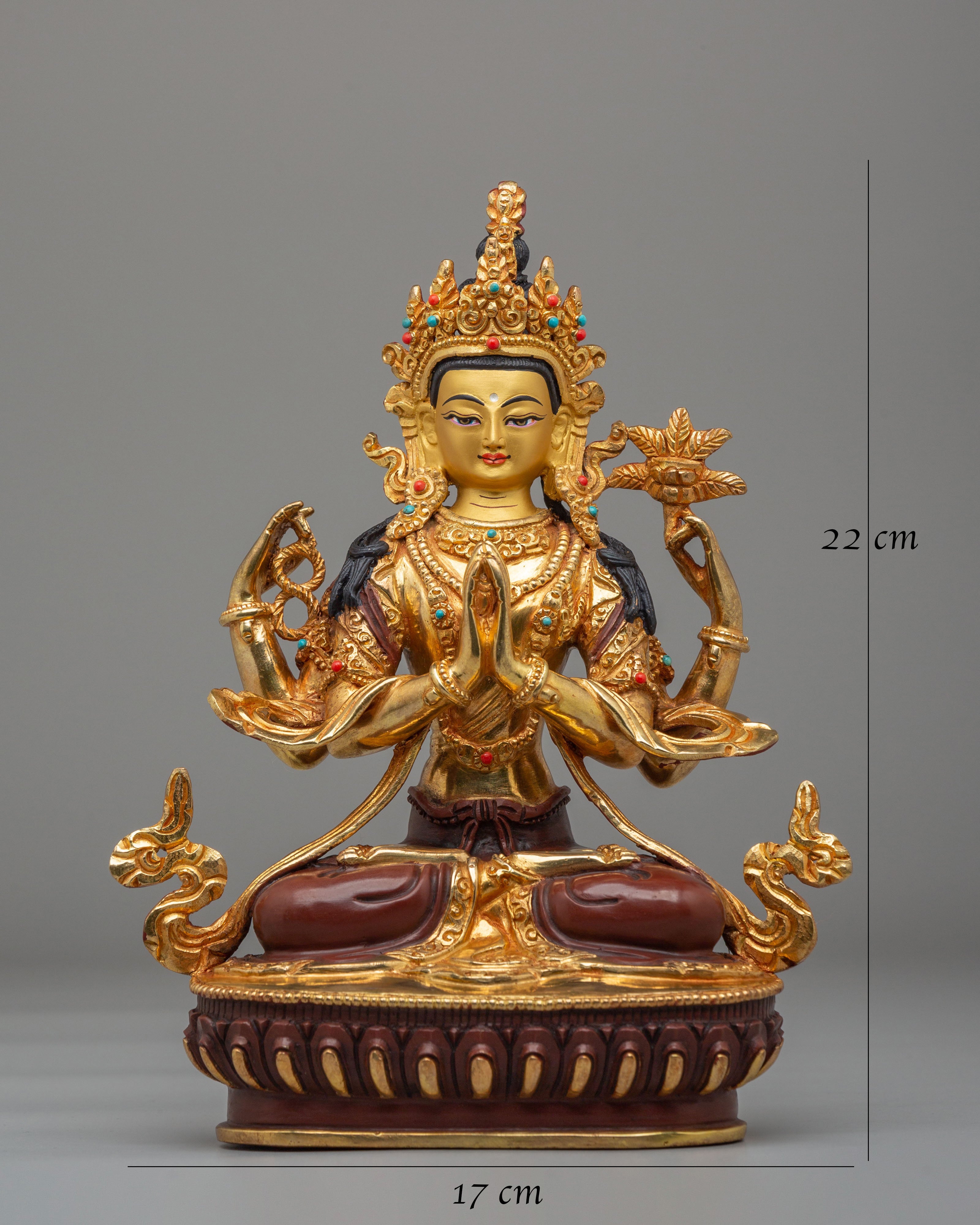 Handcrafted Altar Chenrezig Sculpture | Spiritual Tibetan Art