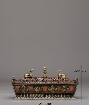 Handmade Buddhist Incense Burner | Copper Body with Electro Gold Plating