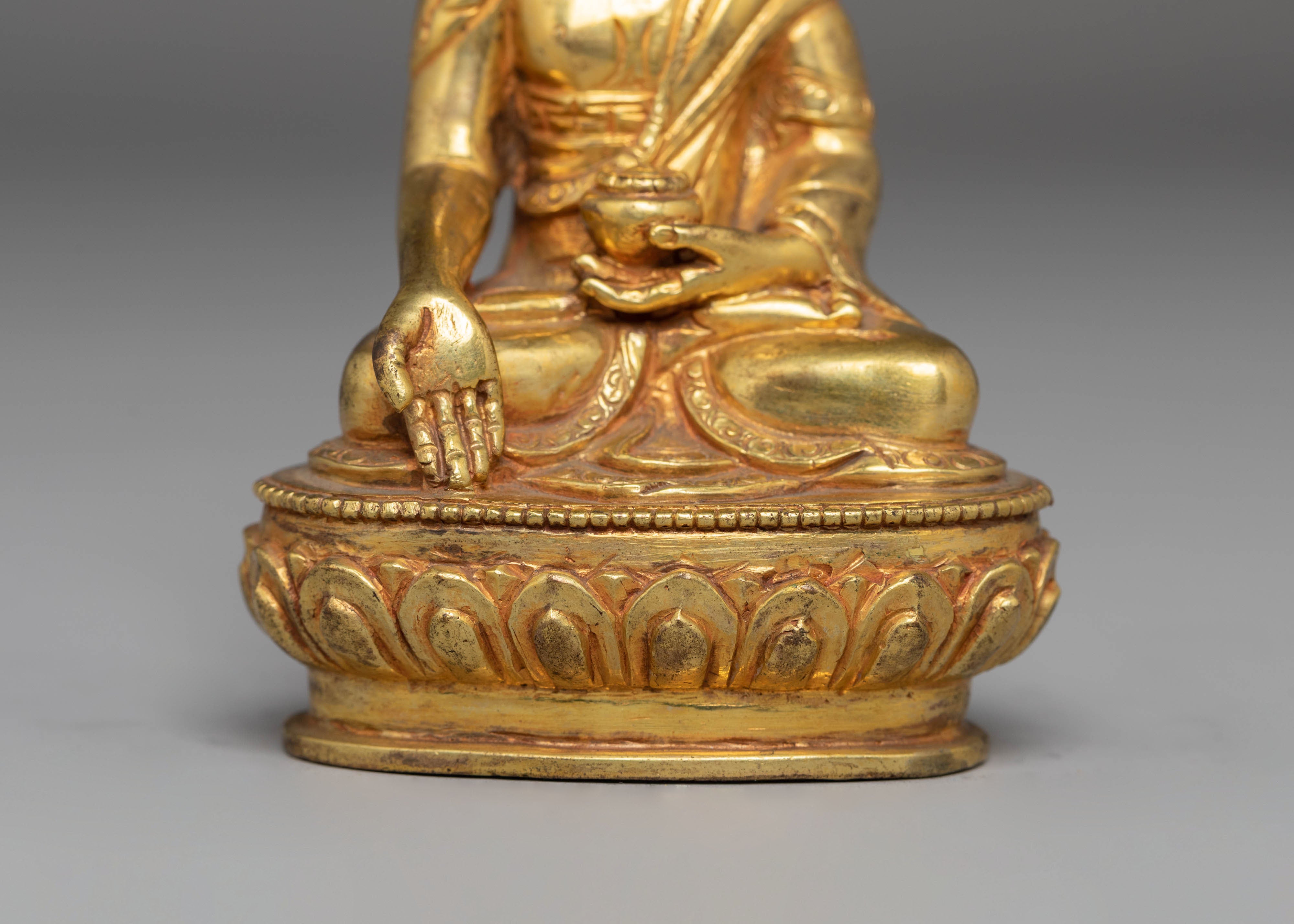 Statue of Buddha Ratnasambhava | Gold Plated Copper Buddha for Spiritual Decor