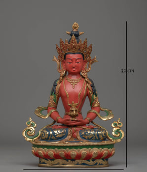 Handcrafted Amitayus Buddhist Copper Sculpture