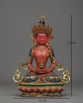 Handcrafted Amitayus Buddhist Copper Sculpture