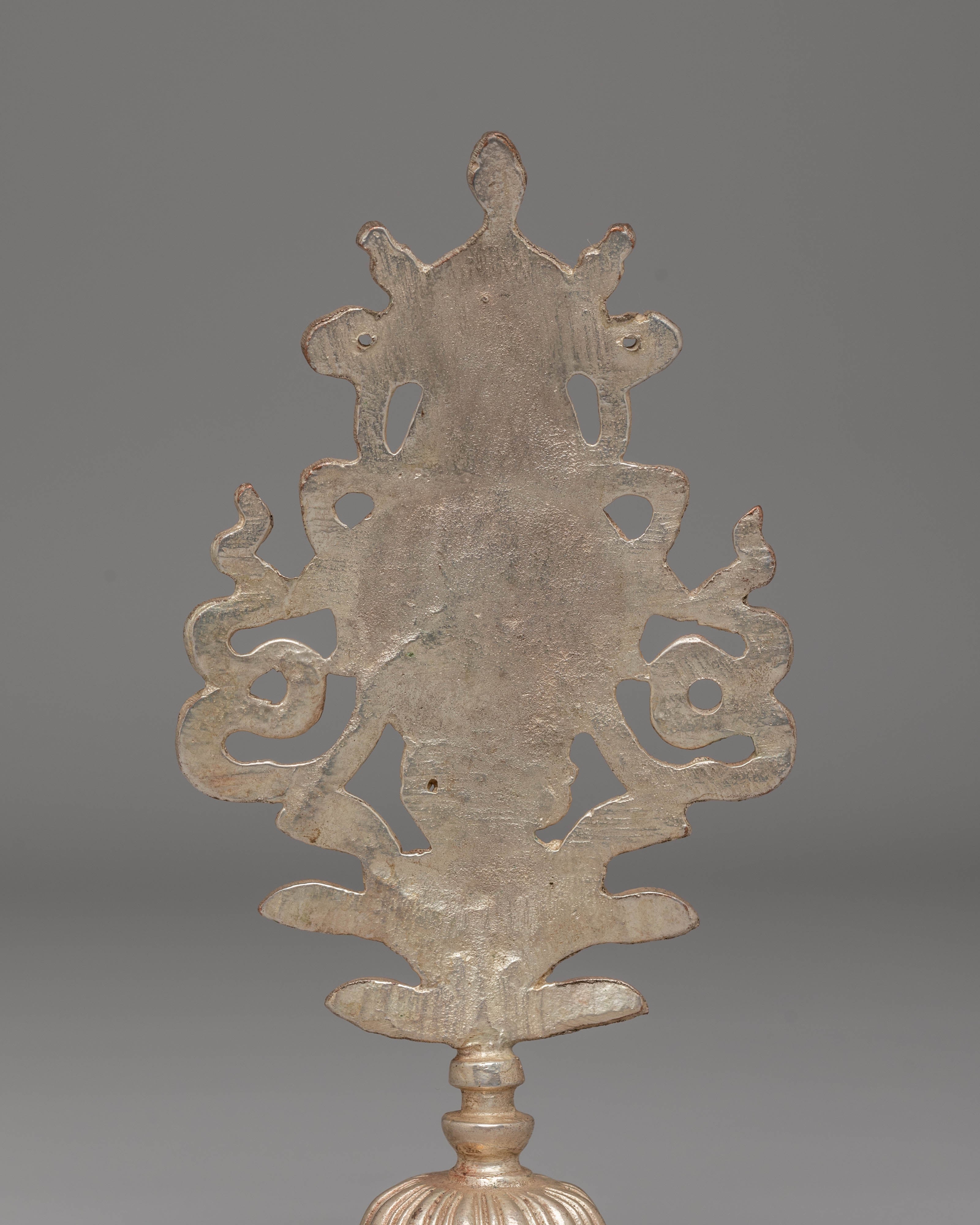 Handcrafted Silver Auspicious Symbol | Tibetan Ritual Decor