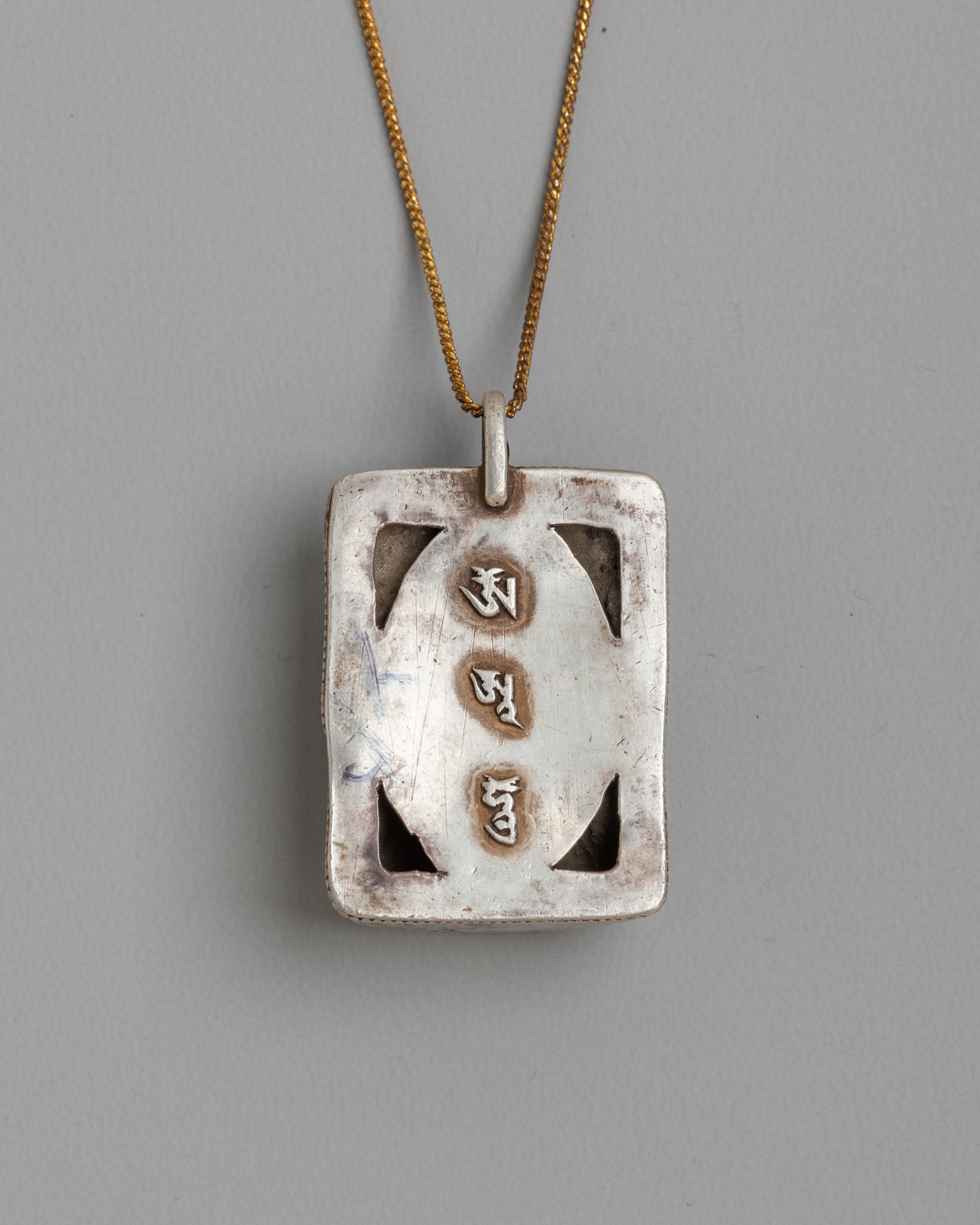 Tibetan Buddhist Green Tara Locket | 92.5 Sterling Silver Fire Gilt Pendant